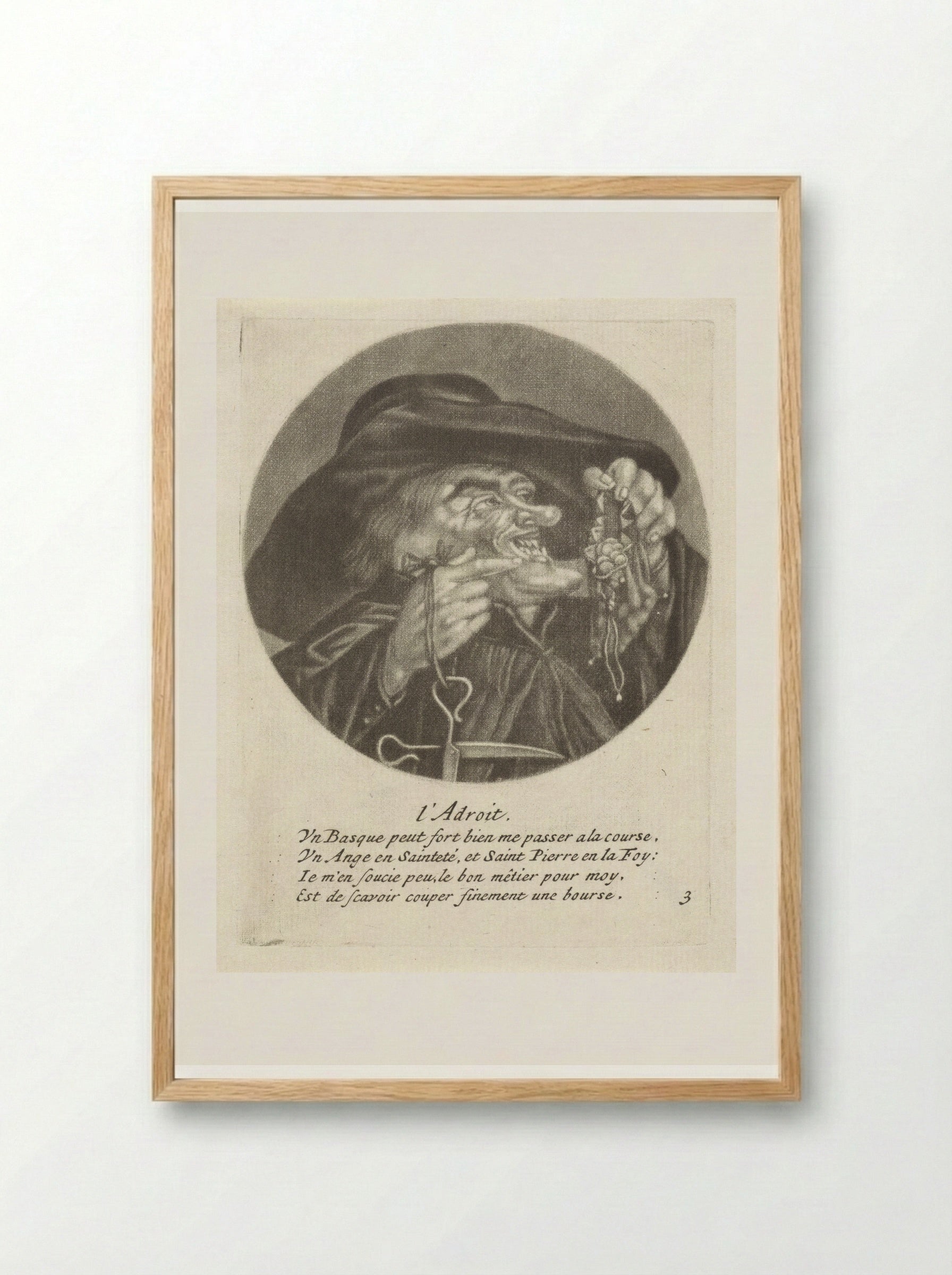 Geestelijke met geldbuidel - Jacob Gole - Framed Print Wood