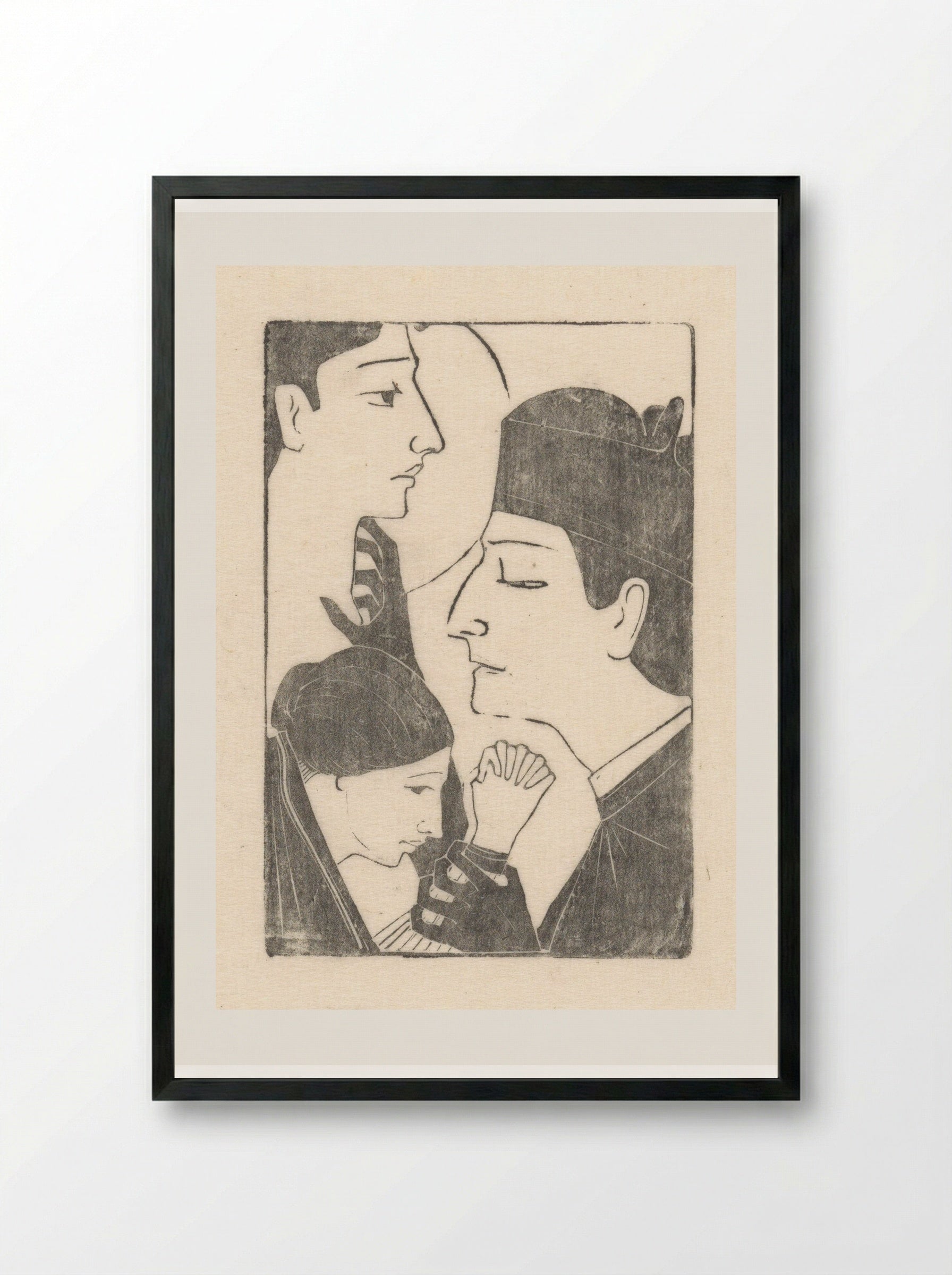 Geestelijke met vrouw en jongeling - Karel Petrus Cornelis de Bazel - Framed Print Black