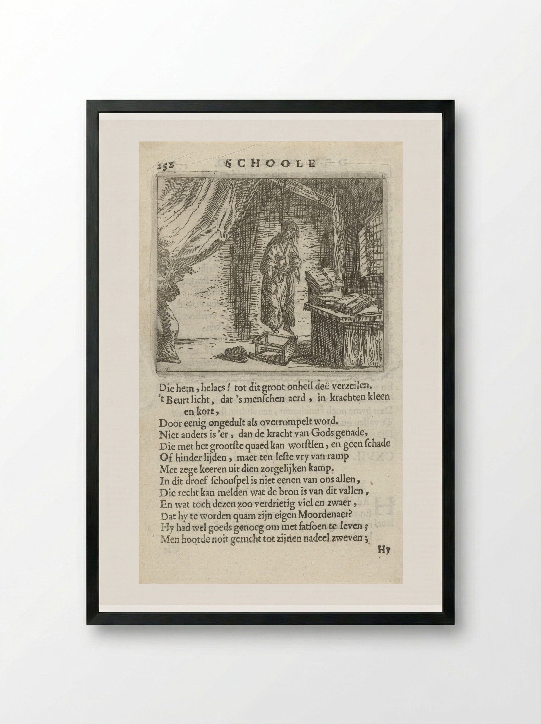 Gehangene in een studeervertrek - Arnold Houbraken - Framed Print Black