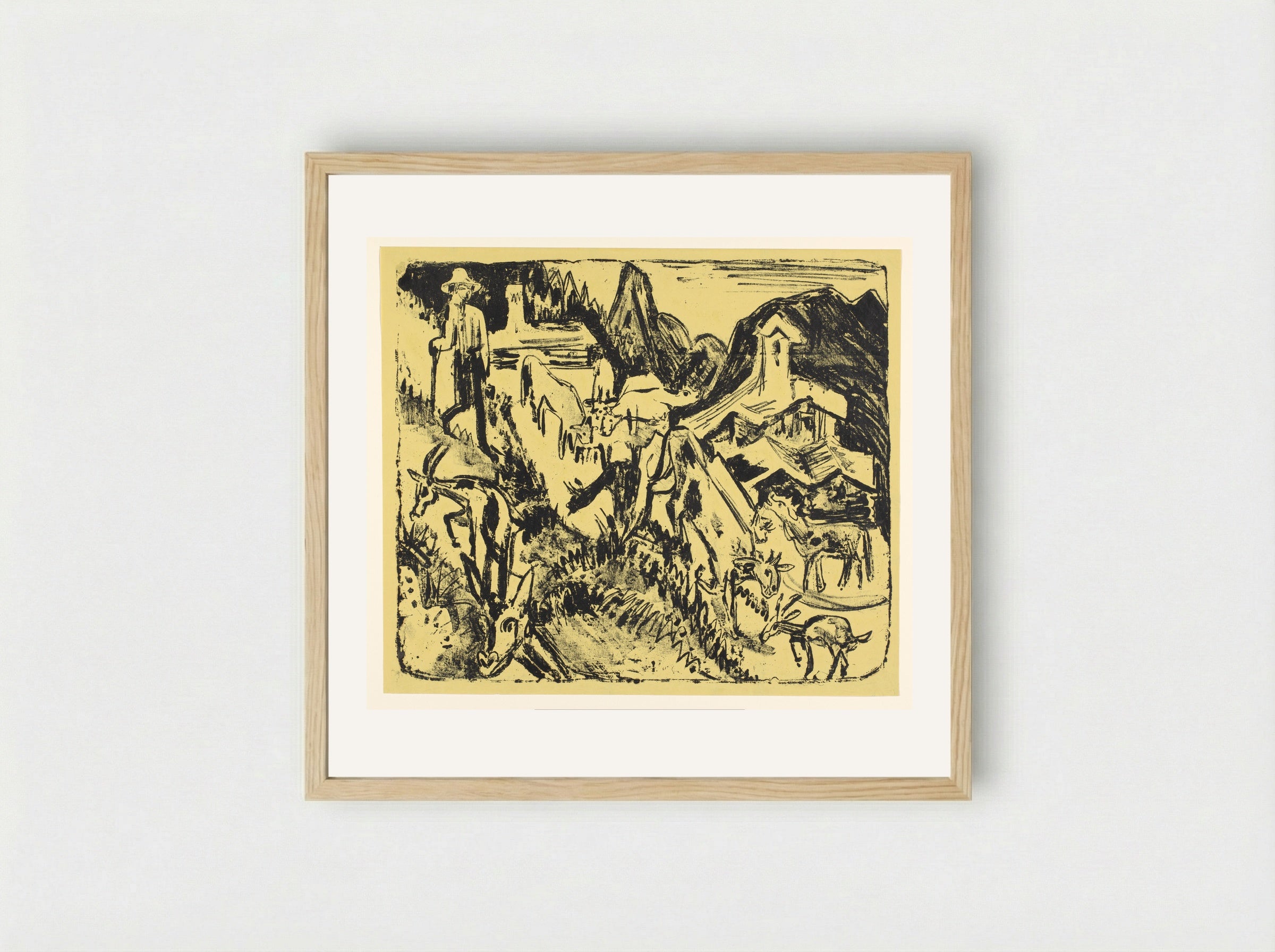 Geitenhoeder met zijn kudde in de bergen - Ernst Ludwig Kirchner - Framed Print Wood