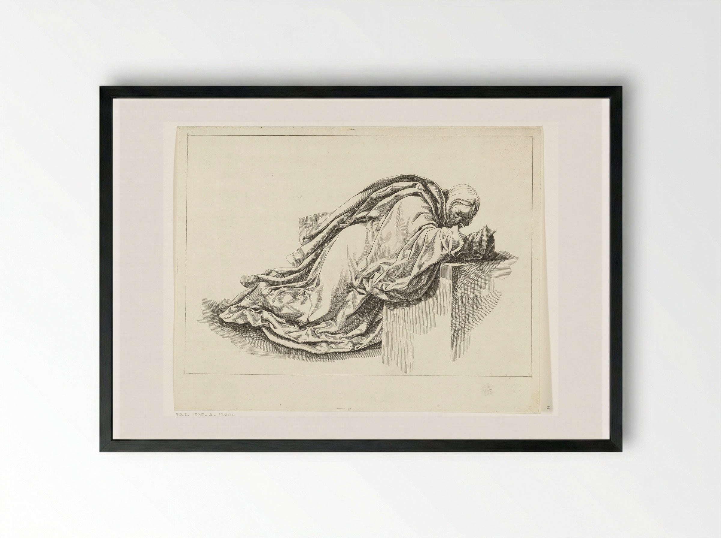 Geknielde figuur - Joannes Bemme - Framed Print Black
