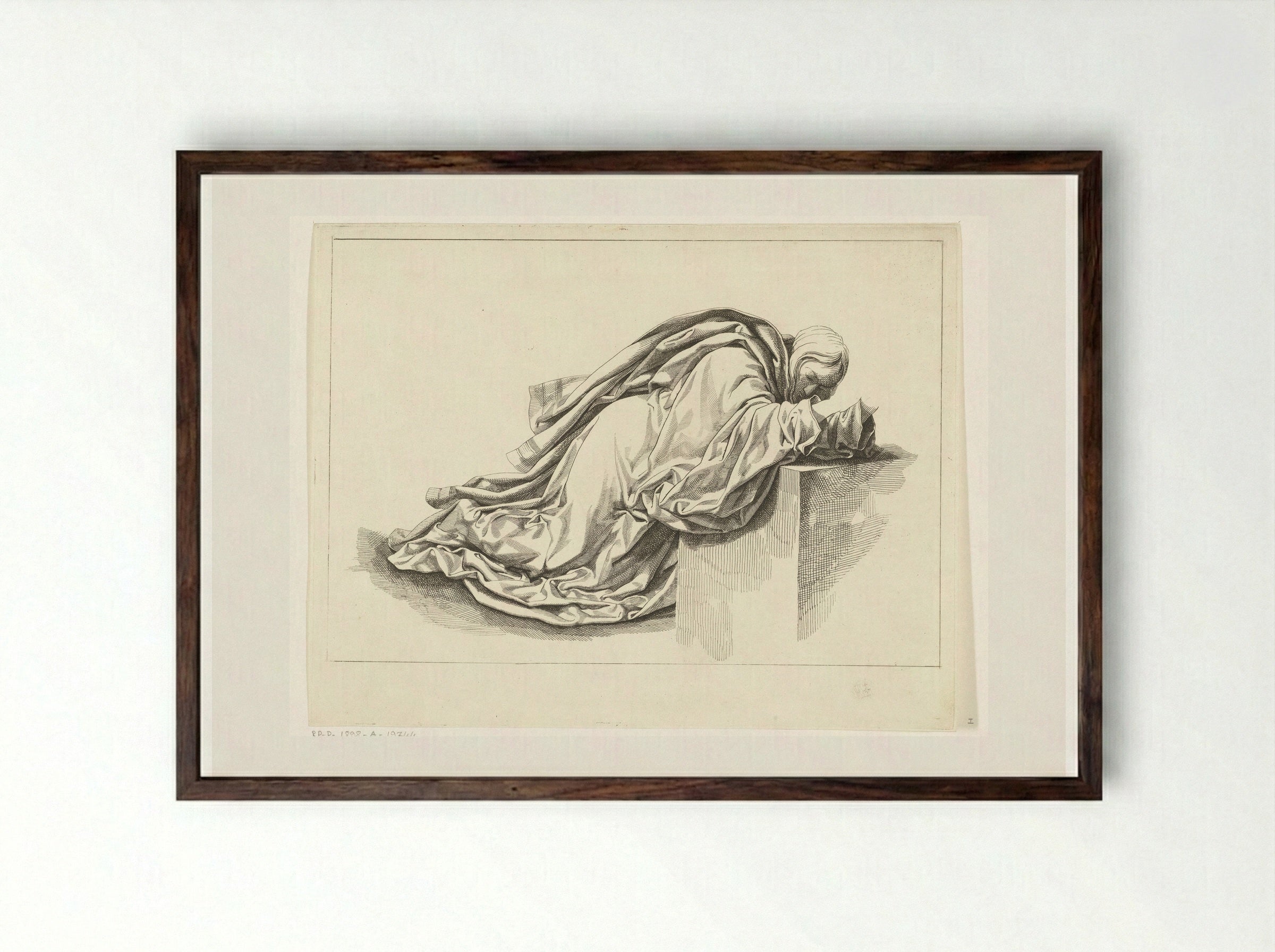 Geknielde figuur - Joannes Bemme - Framed Print Dark Wood