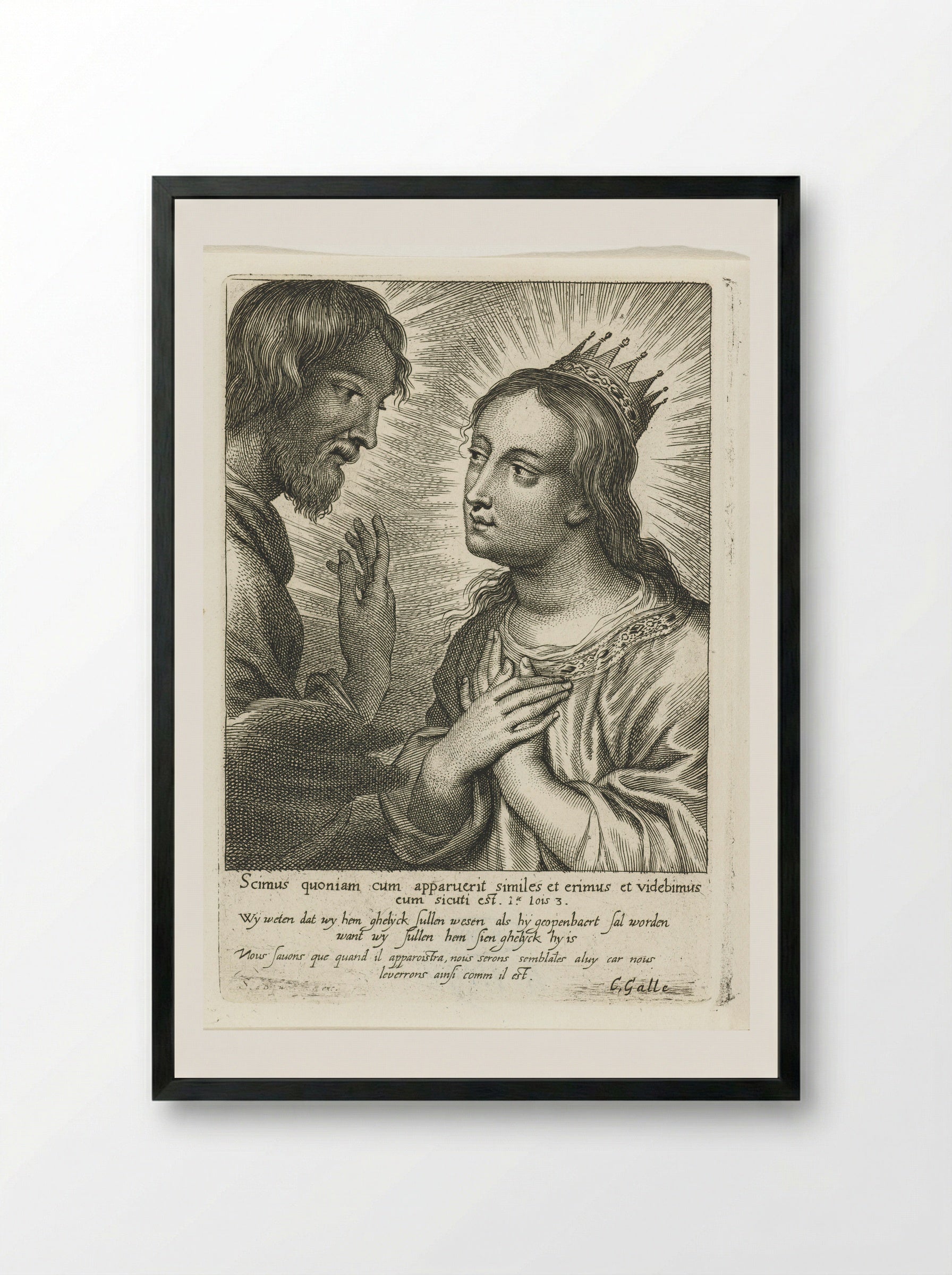 Gekroonde Maria en Christus - Schelte Adamsz. Bolswert - Framed Print Black