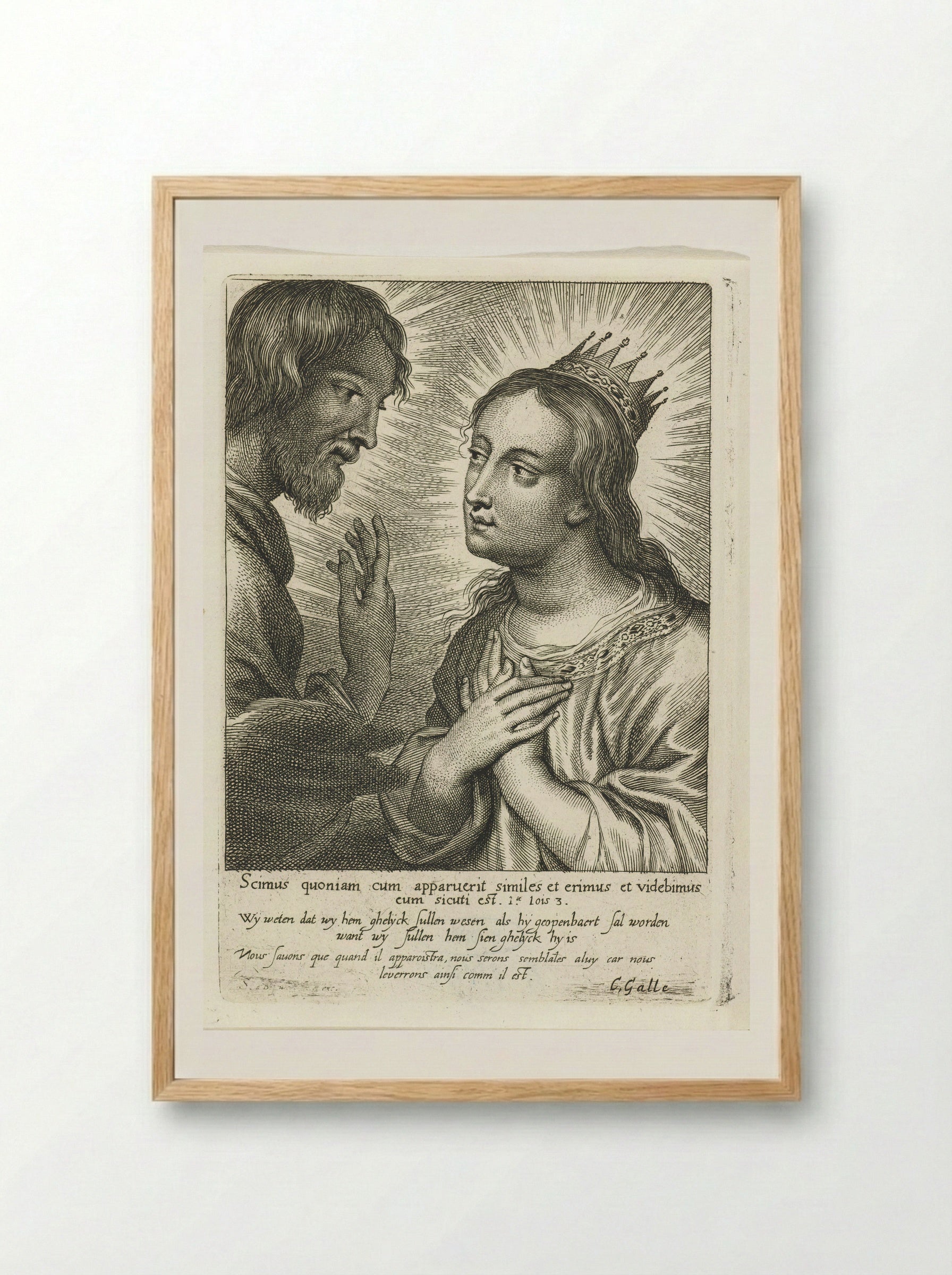 Gekroonde Maria en Christus - Schelte Adamsz. Bolswert - Framed Print Wood