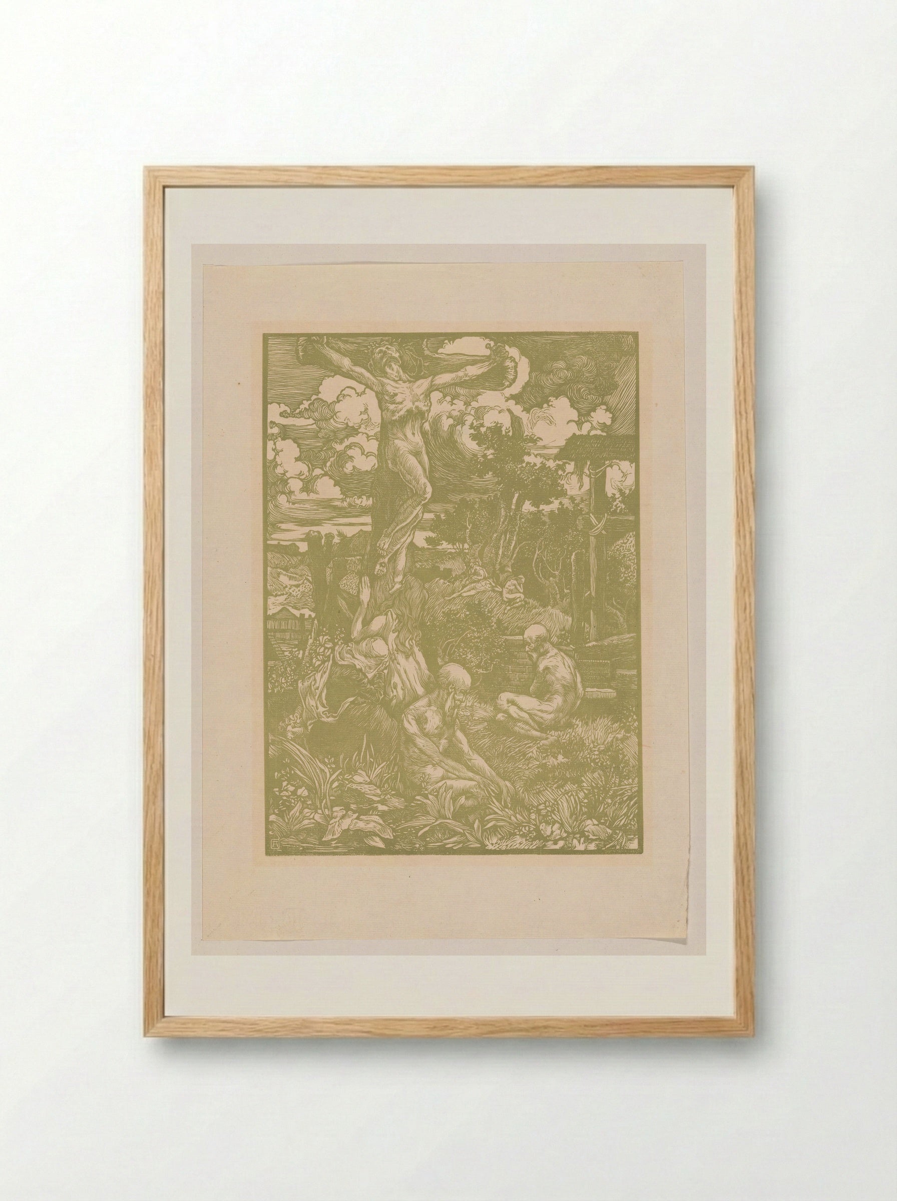 Gekruisigde Christus in heuvellandschap - Johannes Josephus Aarts - Framed Print Wood