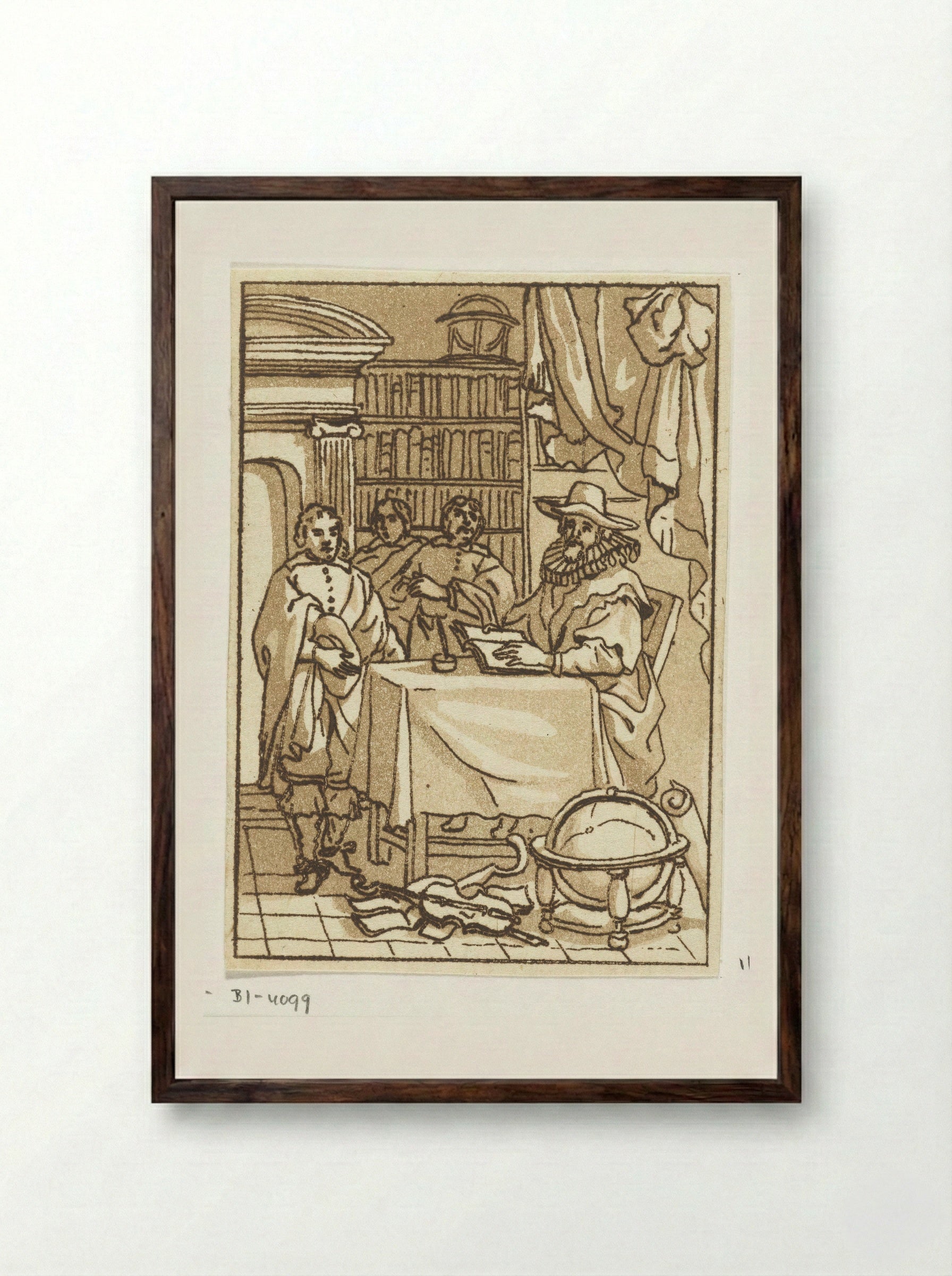 Geleerde in studeervertrek (Scholar in a Study) - Anthonie van den Bos - Framed Print Dark Wood