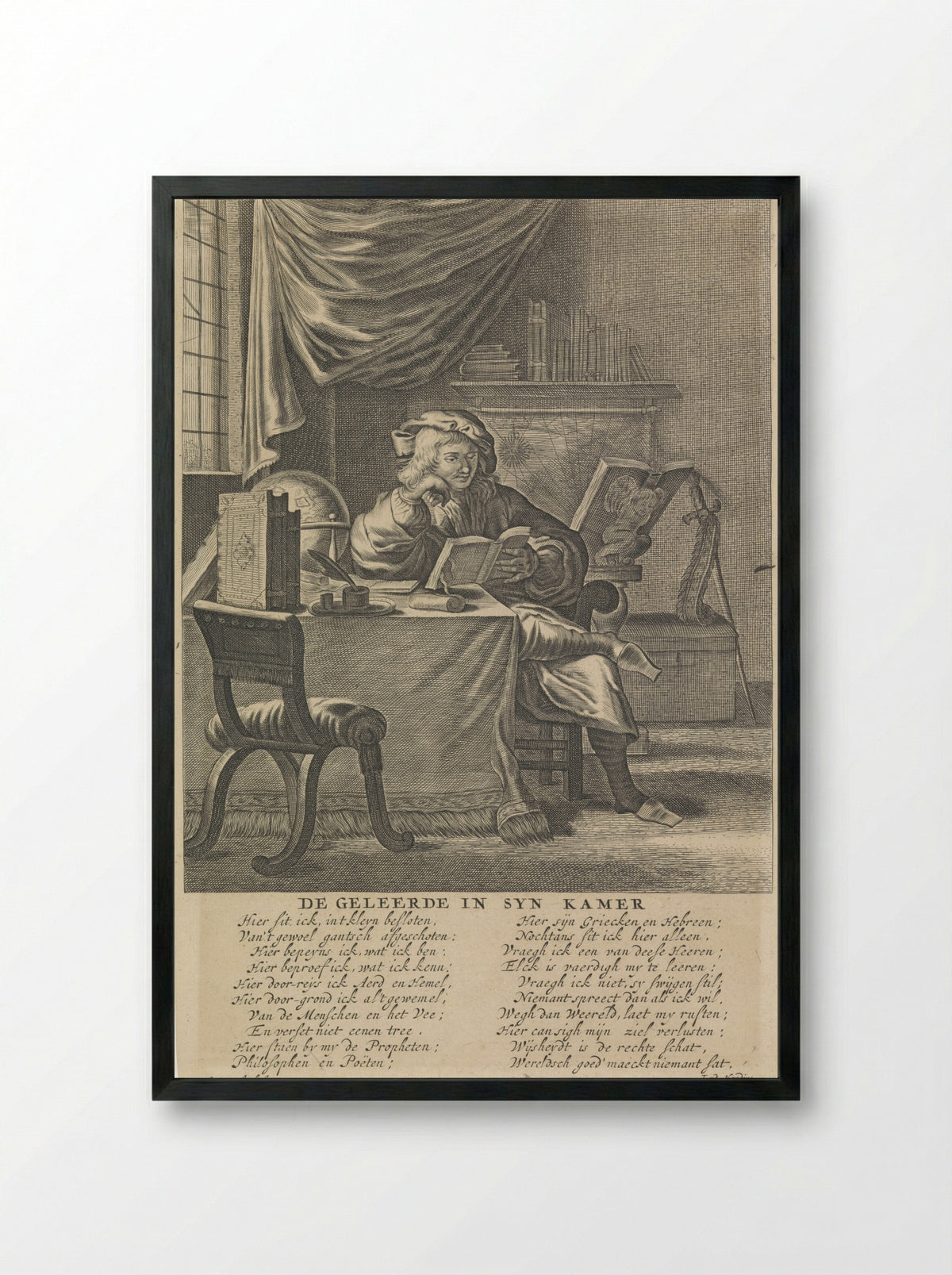 Geleerde in zijn studeerkamer - Jan Jacobsz. Wielant - Framed Print Black