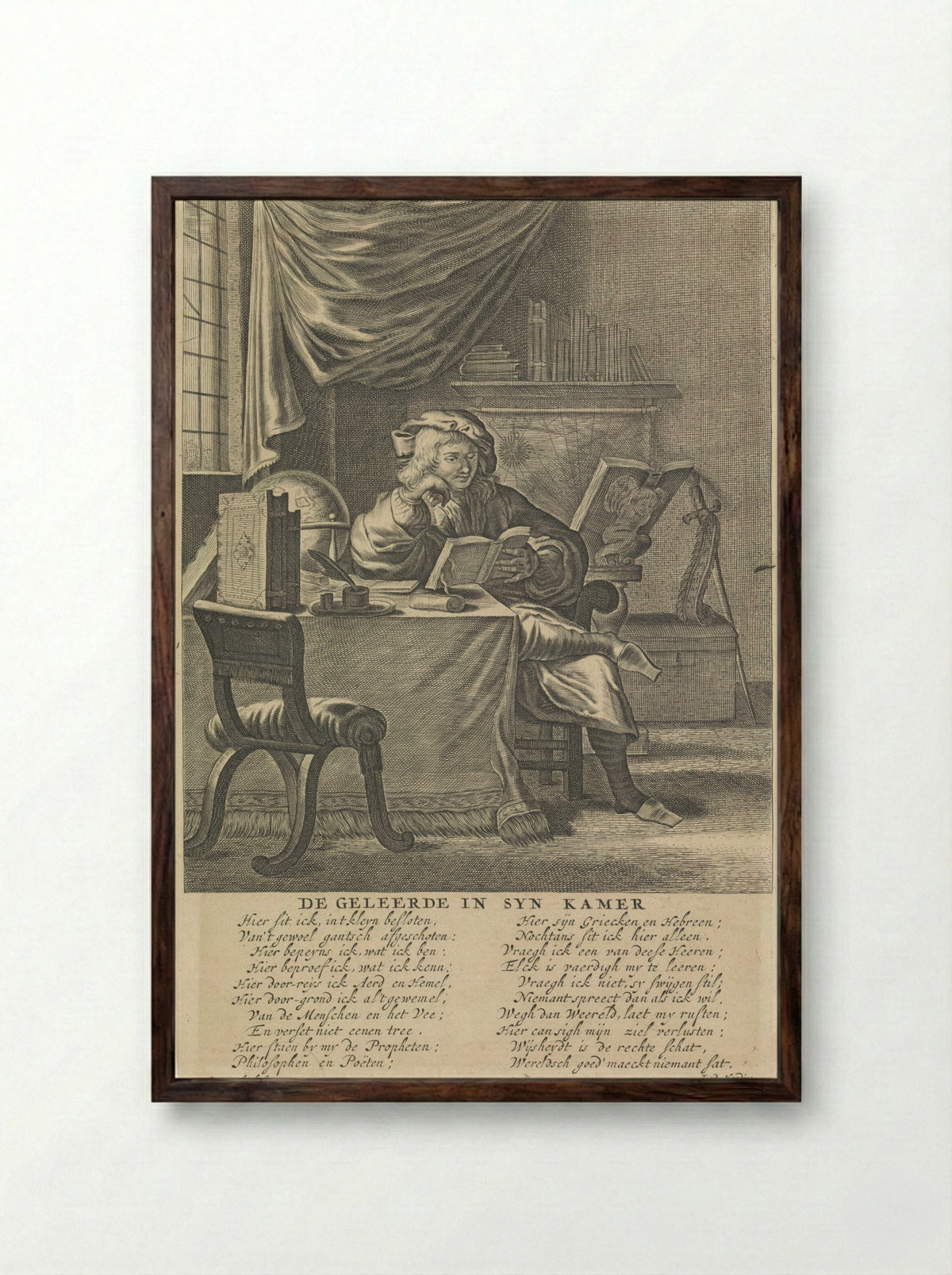 Geleerde in zijn studeerkamer - Jan Jacobsz. Wielant - Framed Print Dark Wood