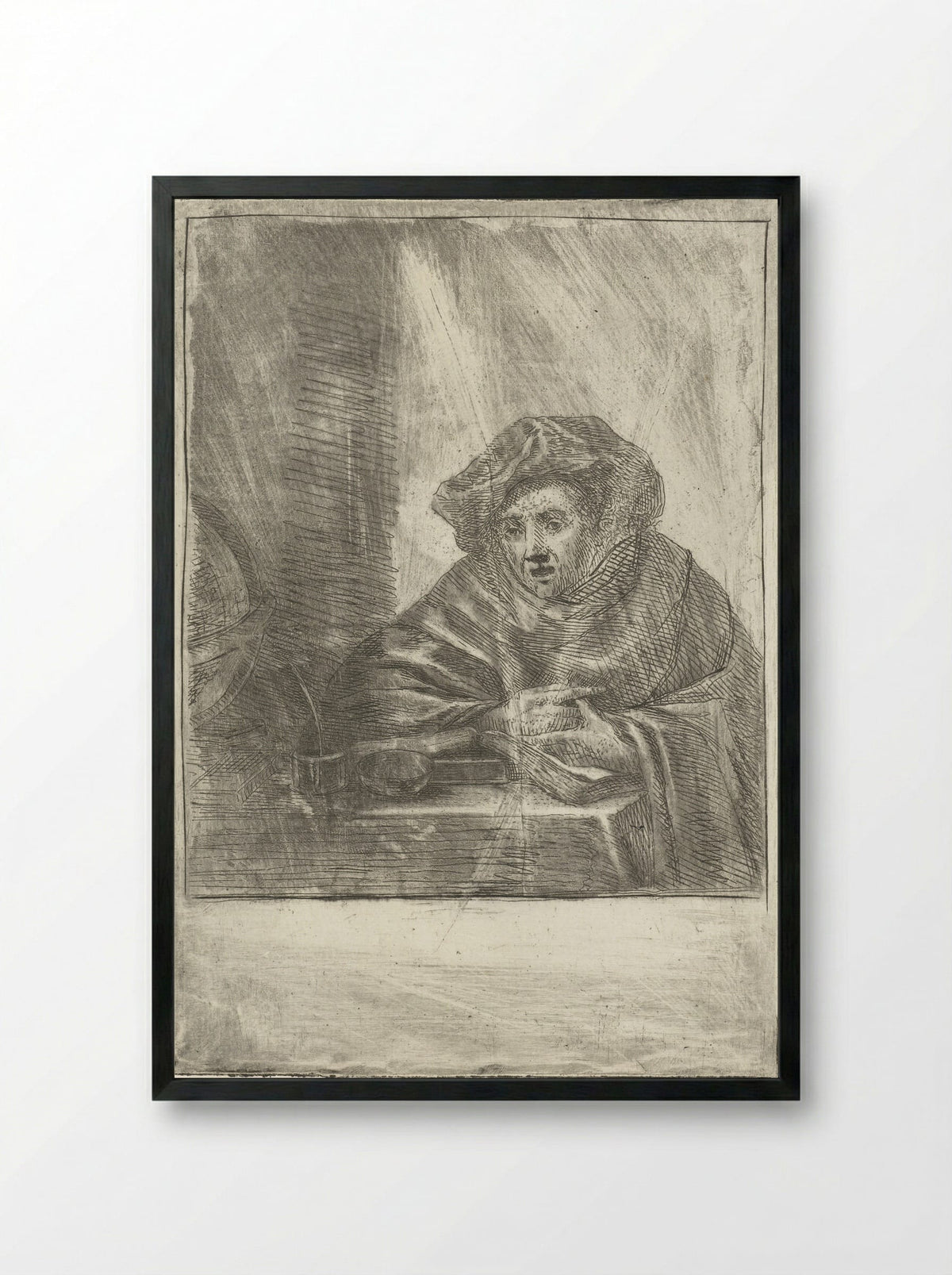 Geleerde in zijn werkkamer - Louis Bernard Coclers - Framed Print Black