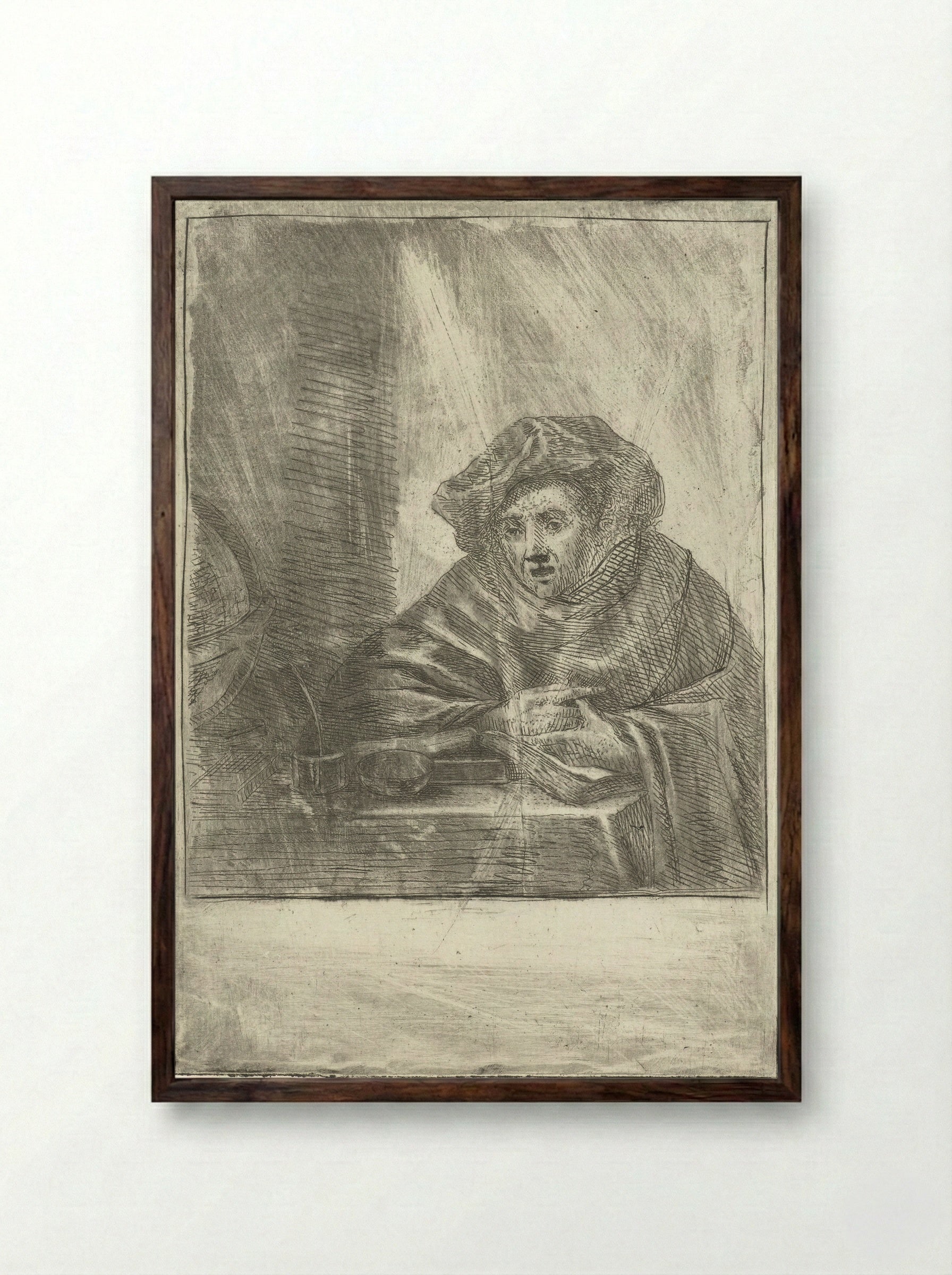 Geleerde in zijn werkkamer - Louis Bernard Coclers - Framed Print Dark Wood
