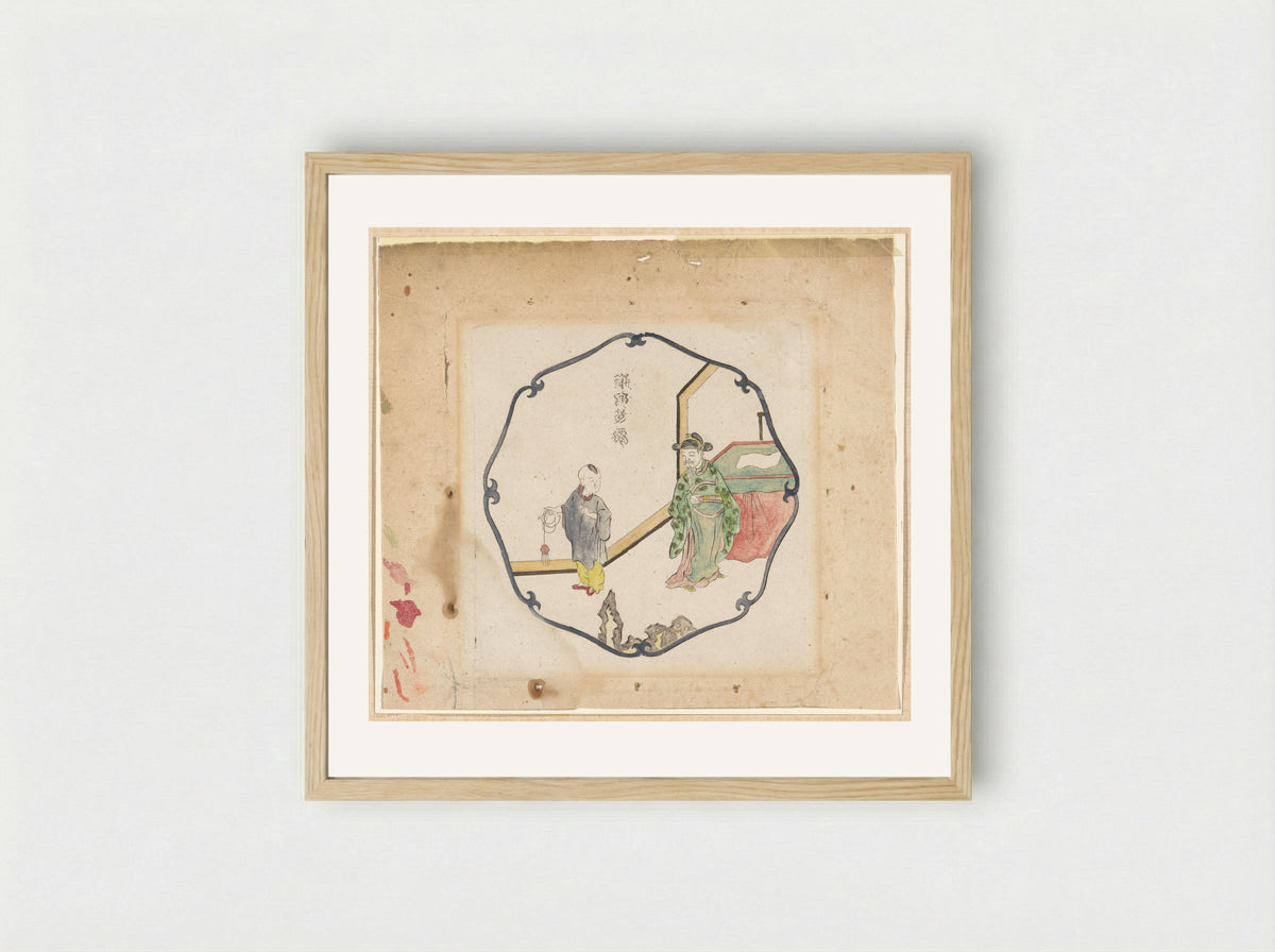 Geleerde met jongen in interieur - Pieter Schenk (I) - Framed Print Wood