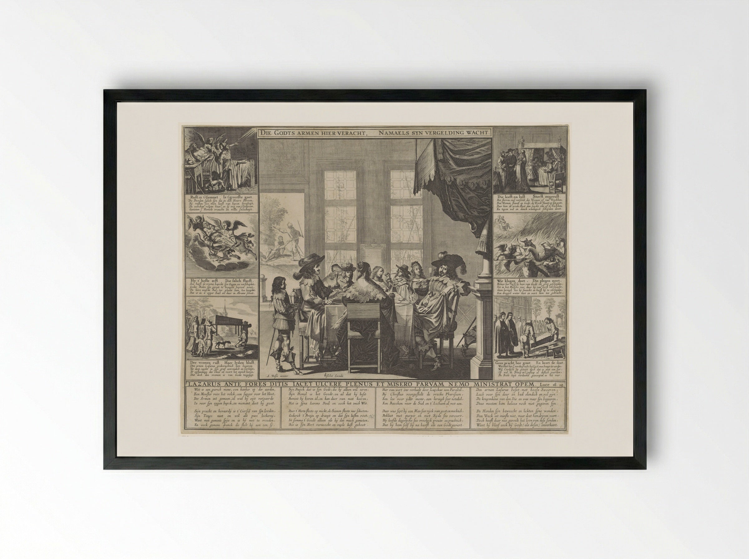 Gelijkenis van de rijke man en de arme Lazarus - Pieter Nolpe - Framed Print Black