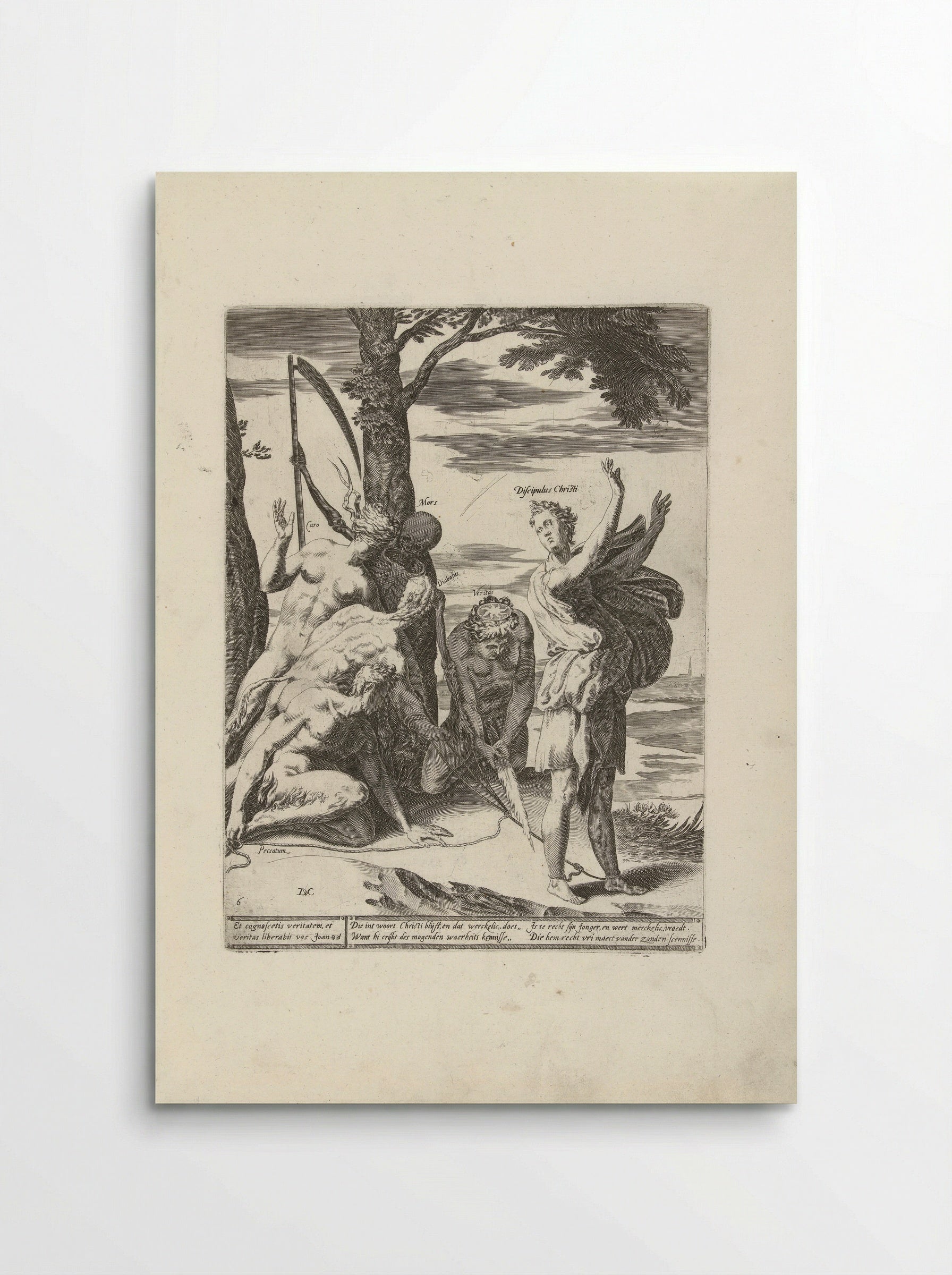 Geloof in de waarheid bevrijdt de mens van haar zonden, de duivel en de dood - Hendrick Hondius (I) - Poster