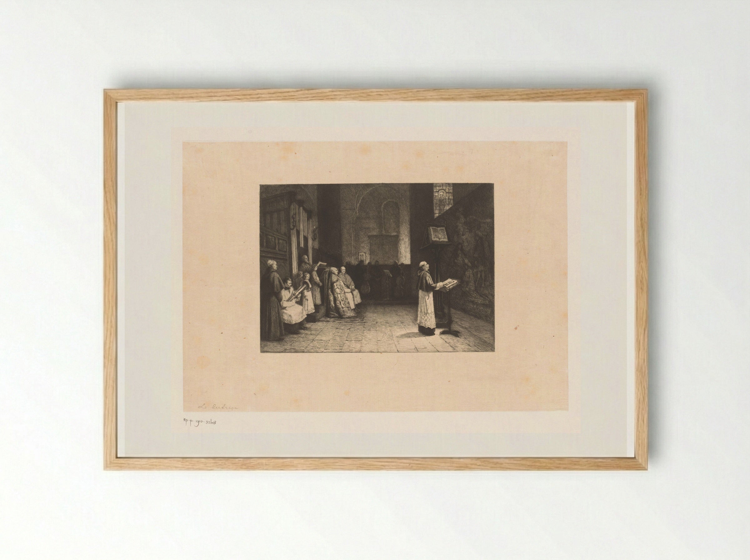 Gelovigen tijdens een kerkdienst - Léopold Flameng - Framed Print Wood