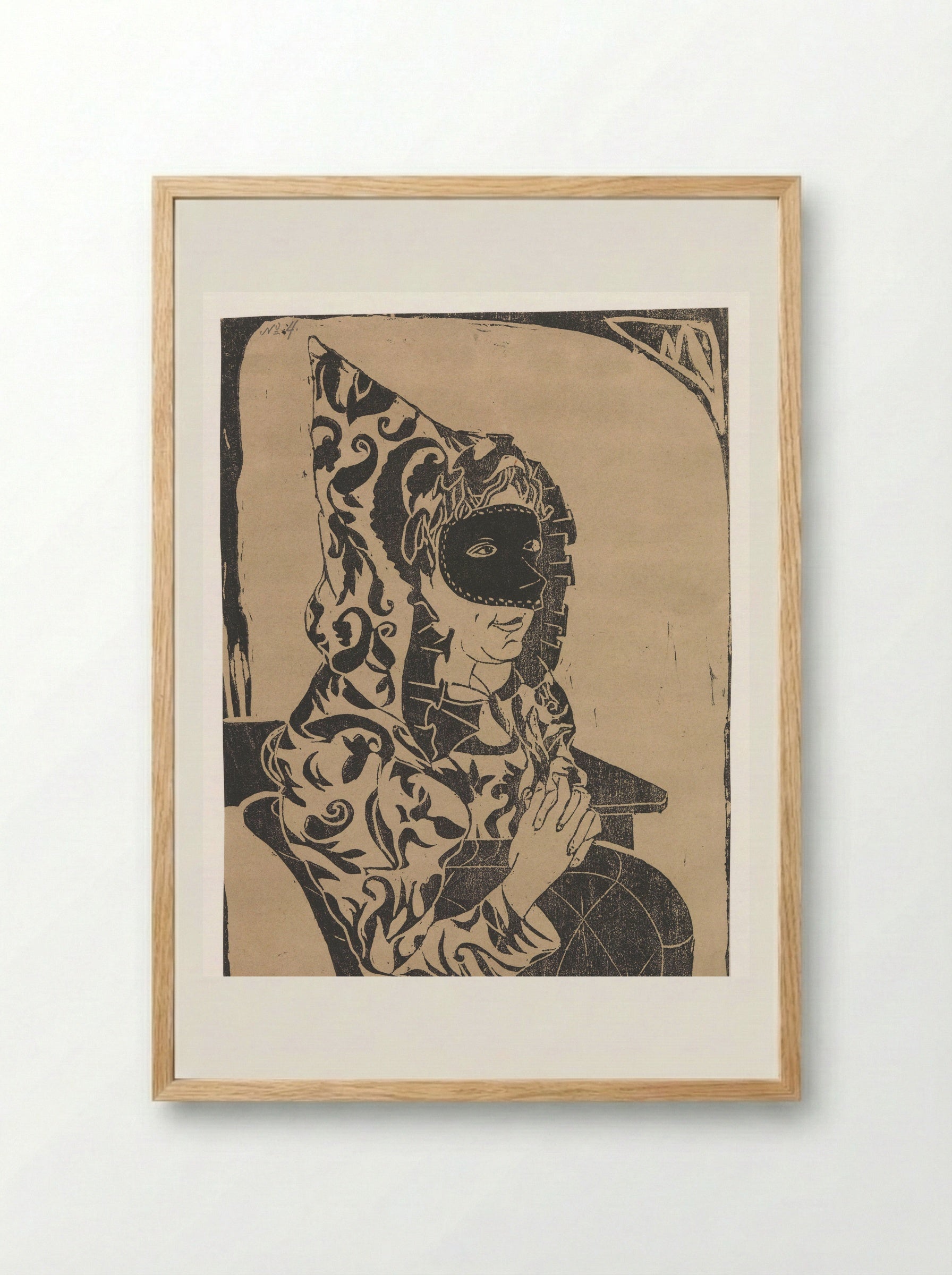 Gemaskerde vrouw met cape - Samuel Jessurun de Mesquita - Framed Print Wood