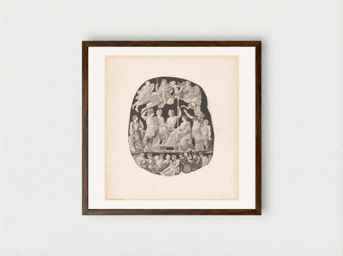 Gemma Augustea - Abraham Girardet - Framed Print Dark Wood