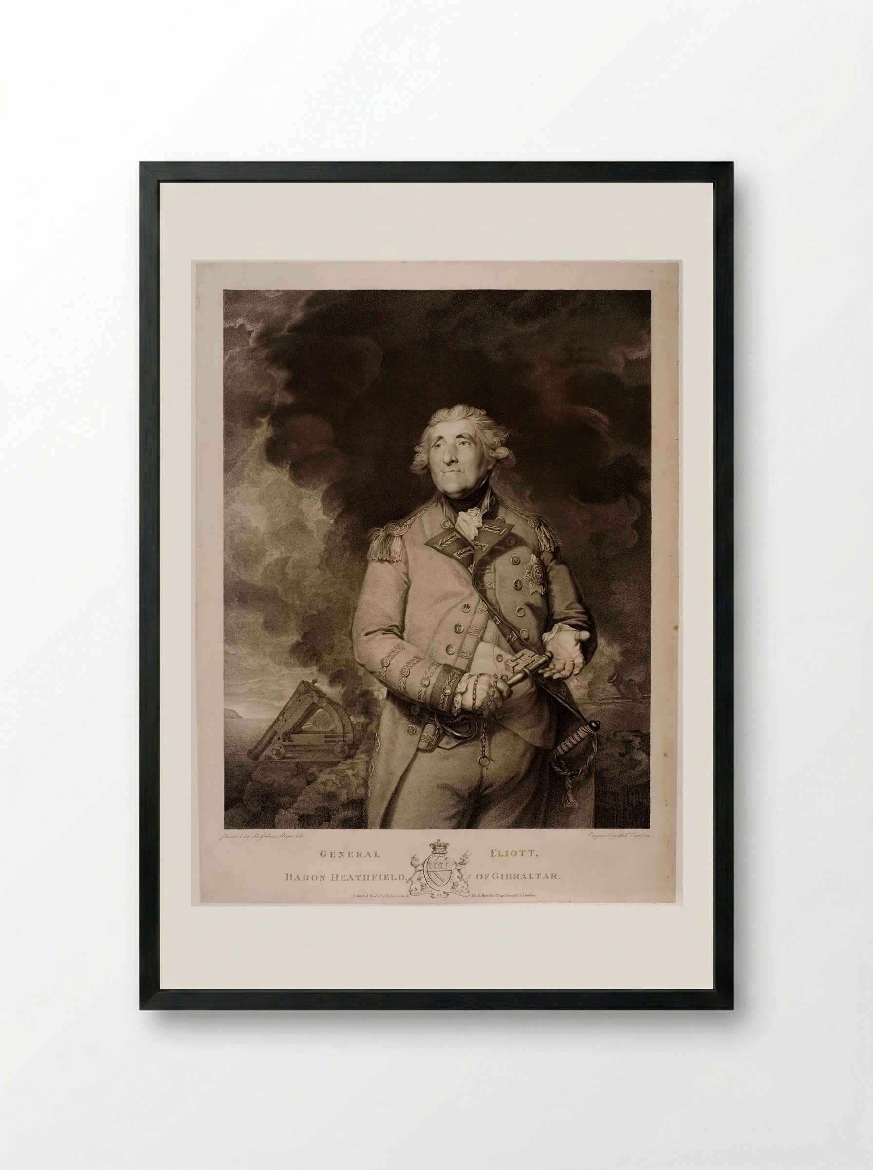 General Eliott, Baron Heathfield of Gibraltar - Richard Earlom - Framed Print Black