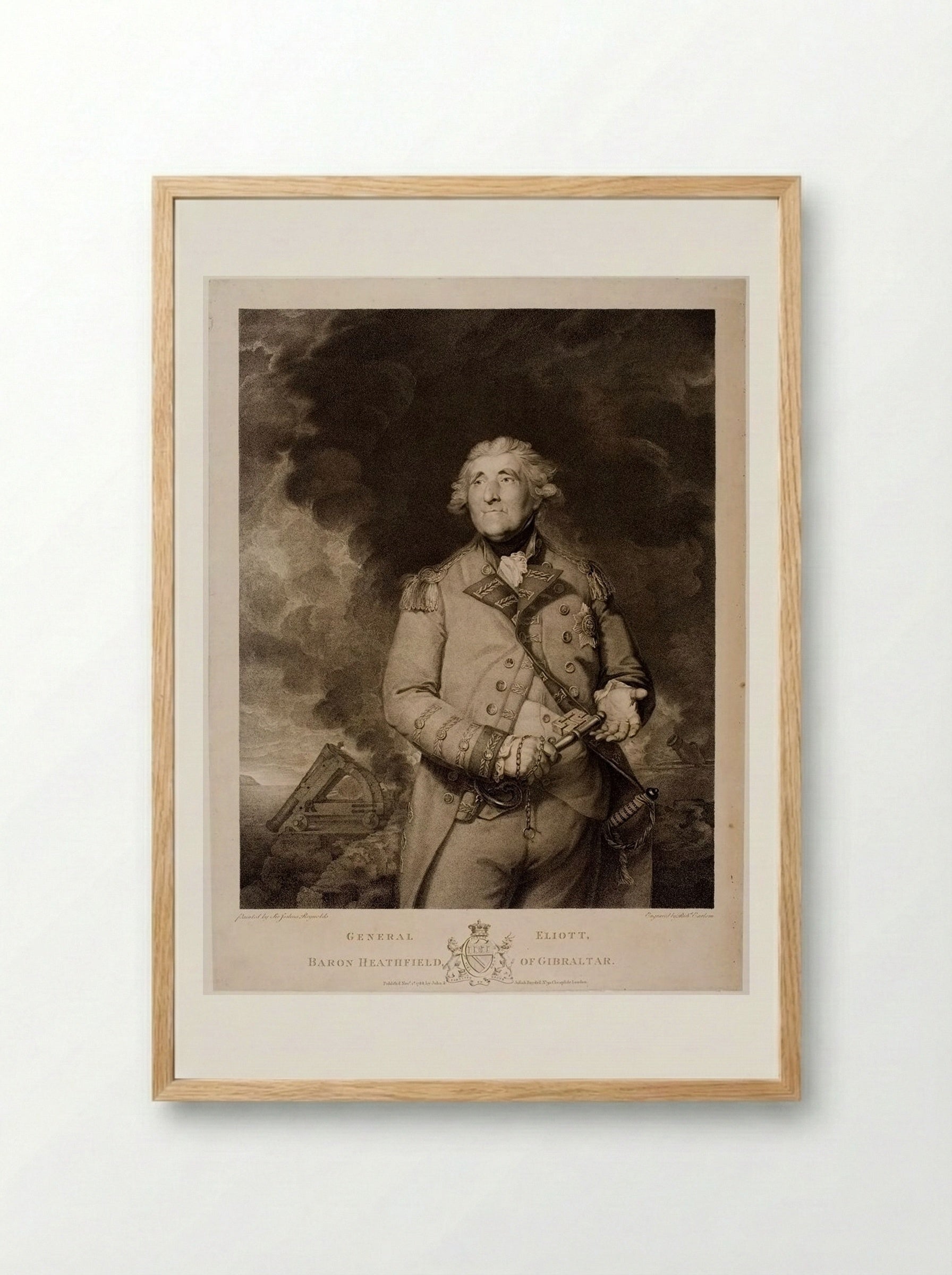 General Eliott, Baron Heathfield of Gibraltar - Richard Earlom - Framed Print Wood