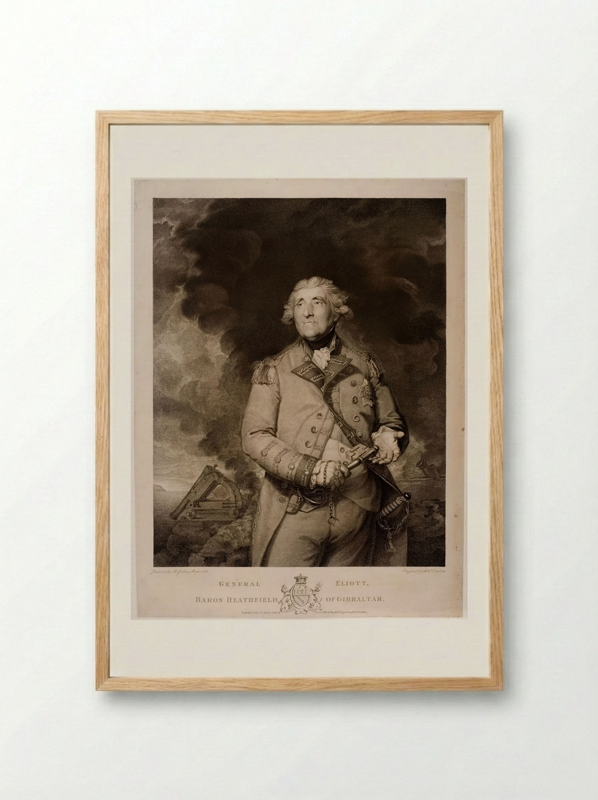 General Eliott, Baron Heathfield of Gibraltar - Richard Earlom - Framed Print Wood