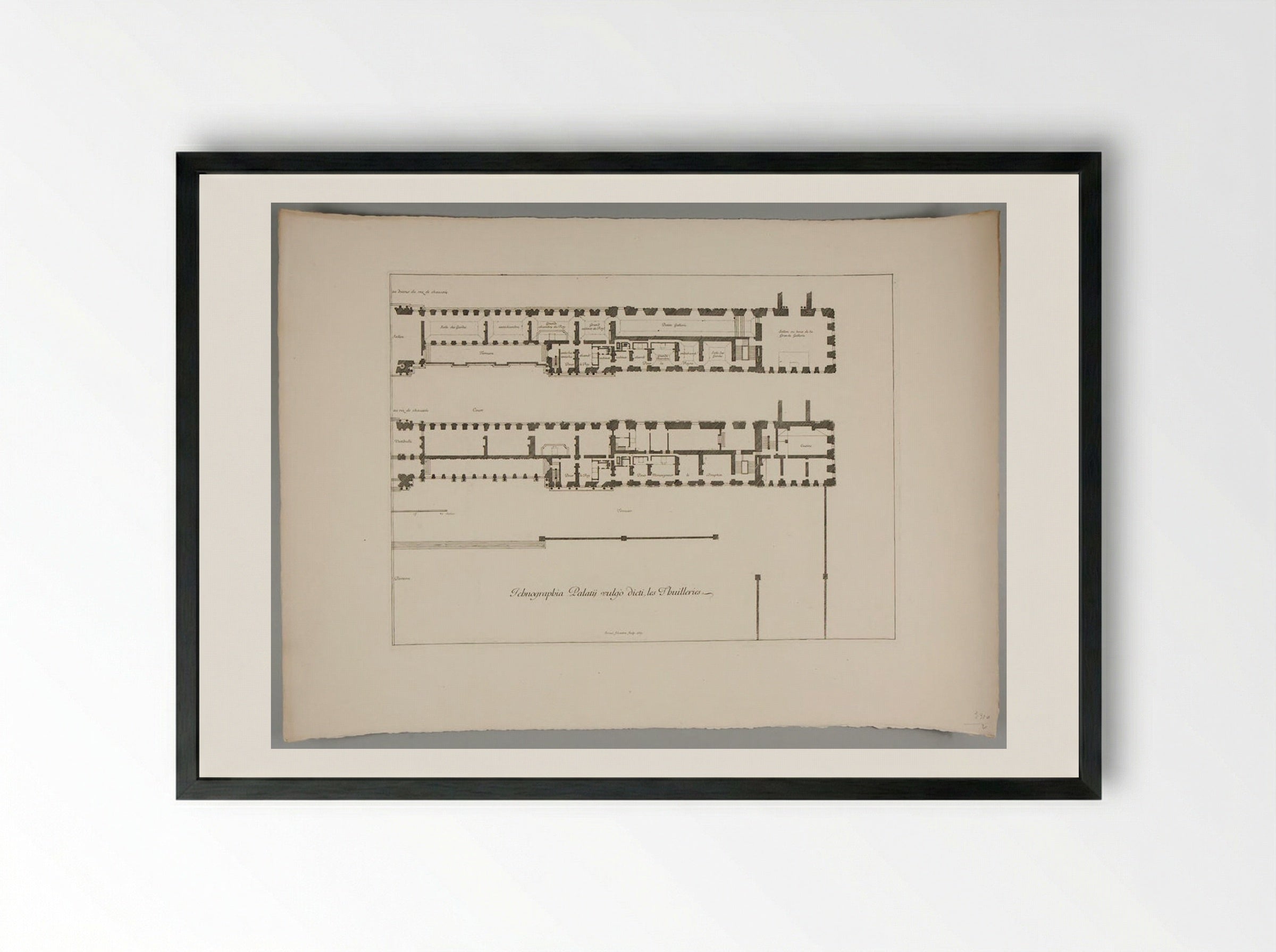 General Plan of the Palace of the Tuileries - Israël Silvestre - Framed Print Black