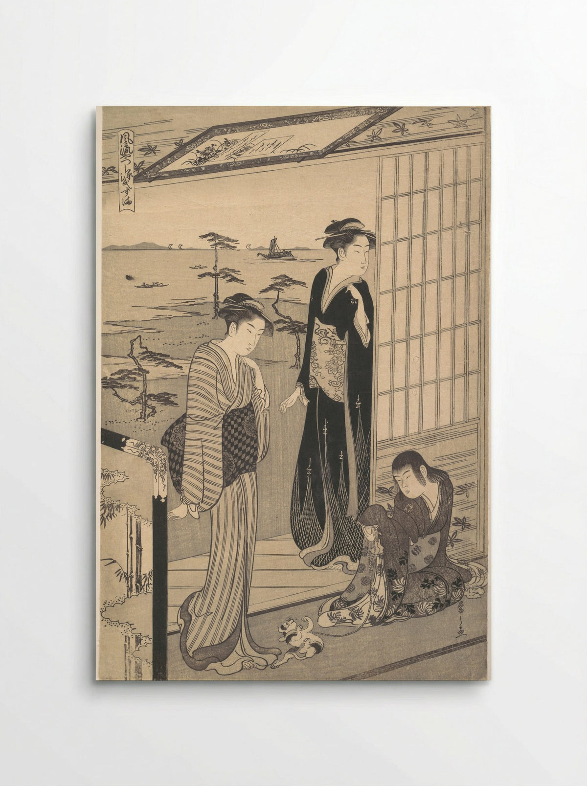 Genji in Exile at Suma, from the series Genji in Fashionable Modern Guise - Chōbunsai Eishi - Poster