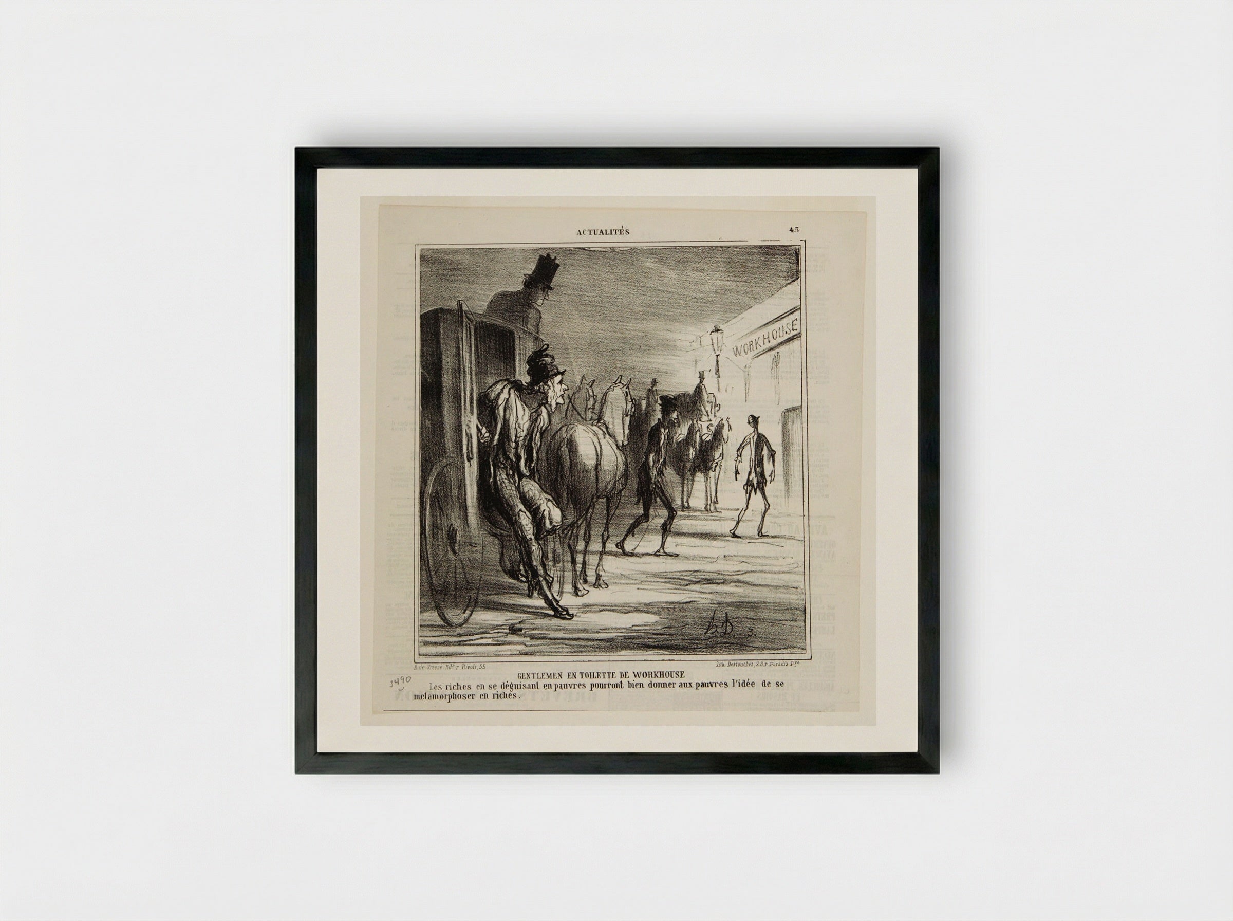 Gentlemen Dressed for the Workhouse - Honoré-Victorin Daumier - Framed Print Black