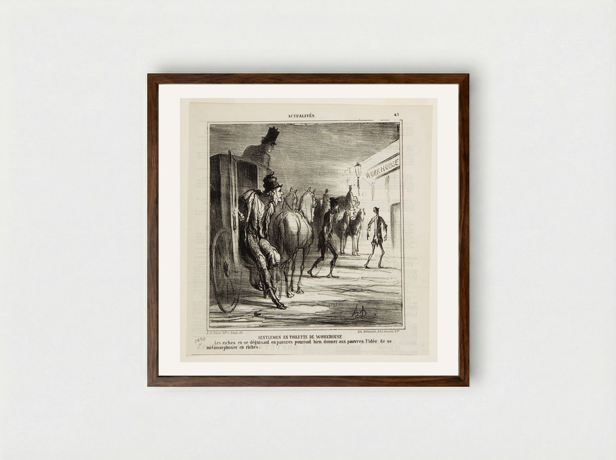 Gentlemen Dressed for the Workhouse - Honoré-Victorin Daumier - Framed Print Dark Wood