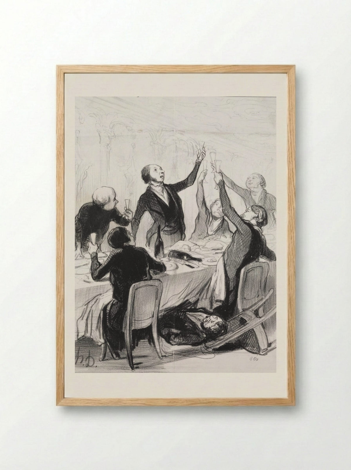 Gentlemen.... here goes a 43rd toast.... to the Temperance Society - Honoré Daumier - Framed Print Wood