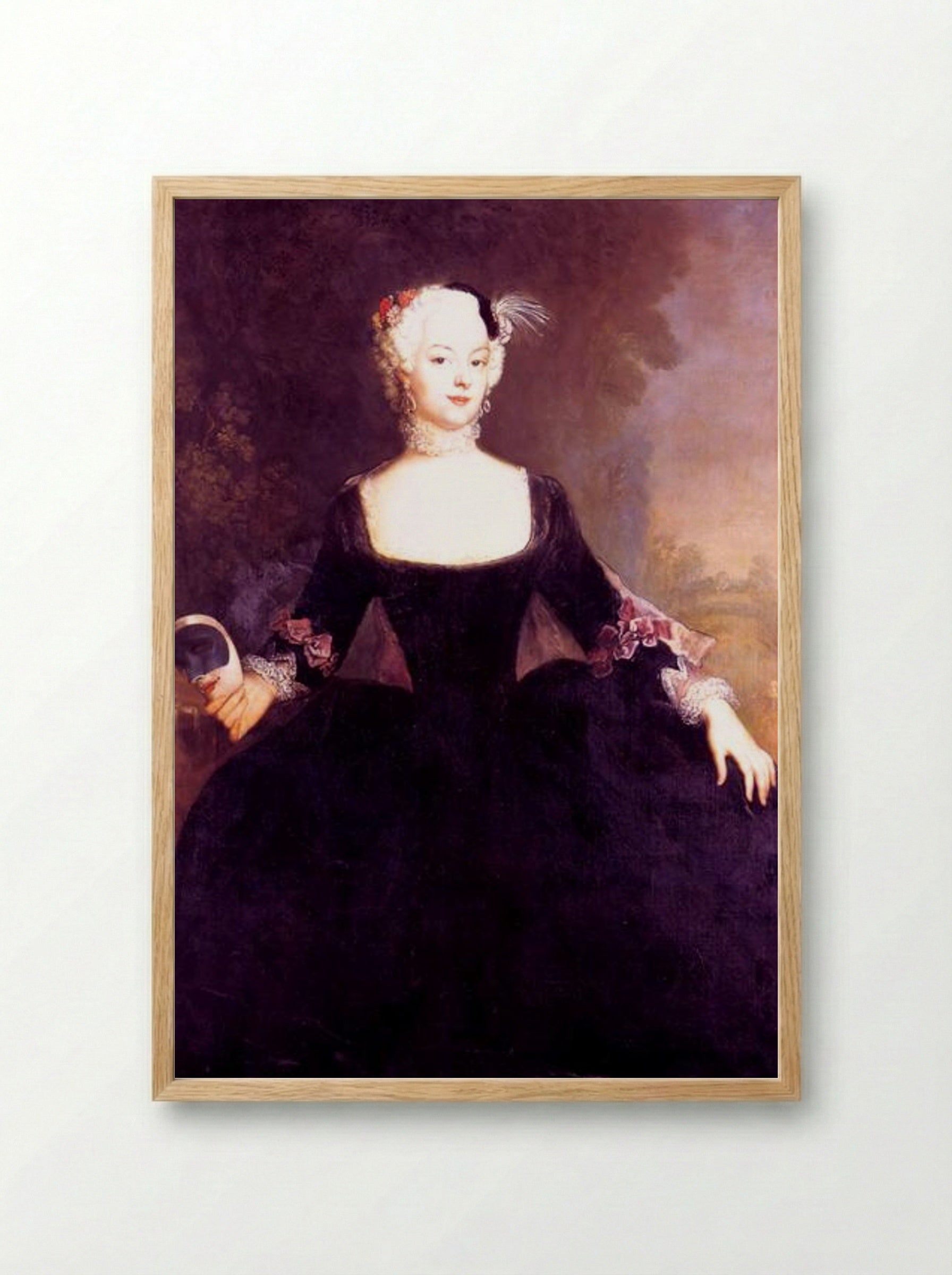 Gentlewoman with a Mask - Antoine Pesne - Framed Print Wood