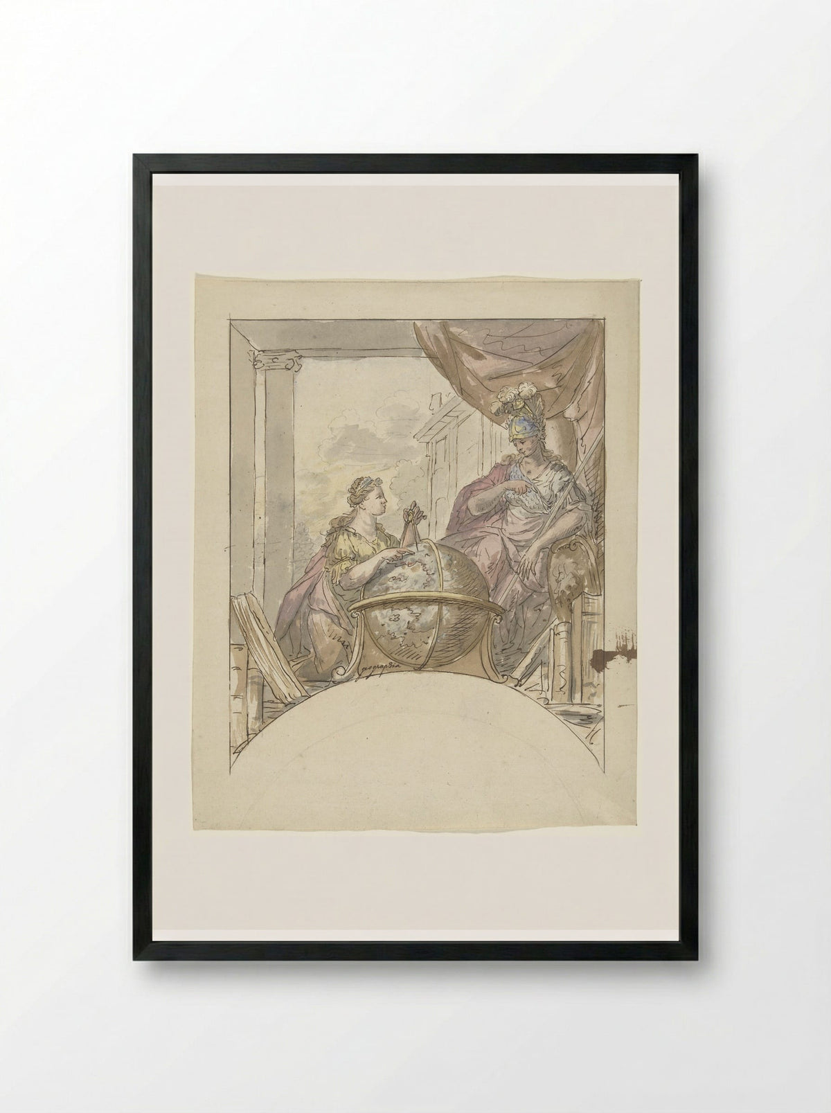Geographie en Minerva - Elias van Nijmegen - Framed Print Black