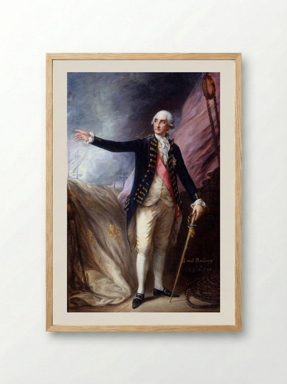 George Brydges Rodney, Admiral of the White - Thomas Gainsborough - Framed Print Wood