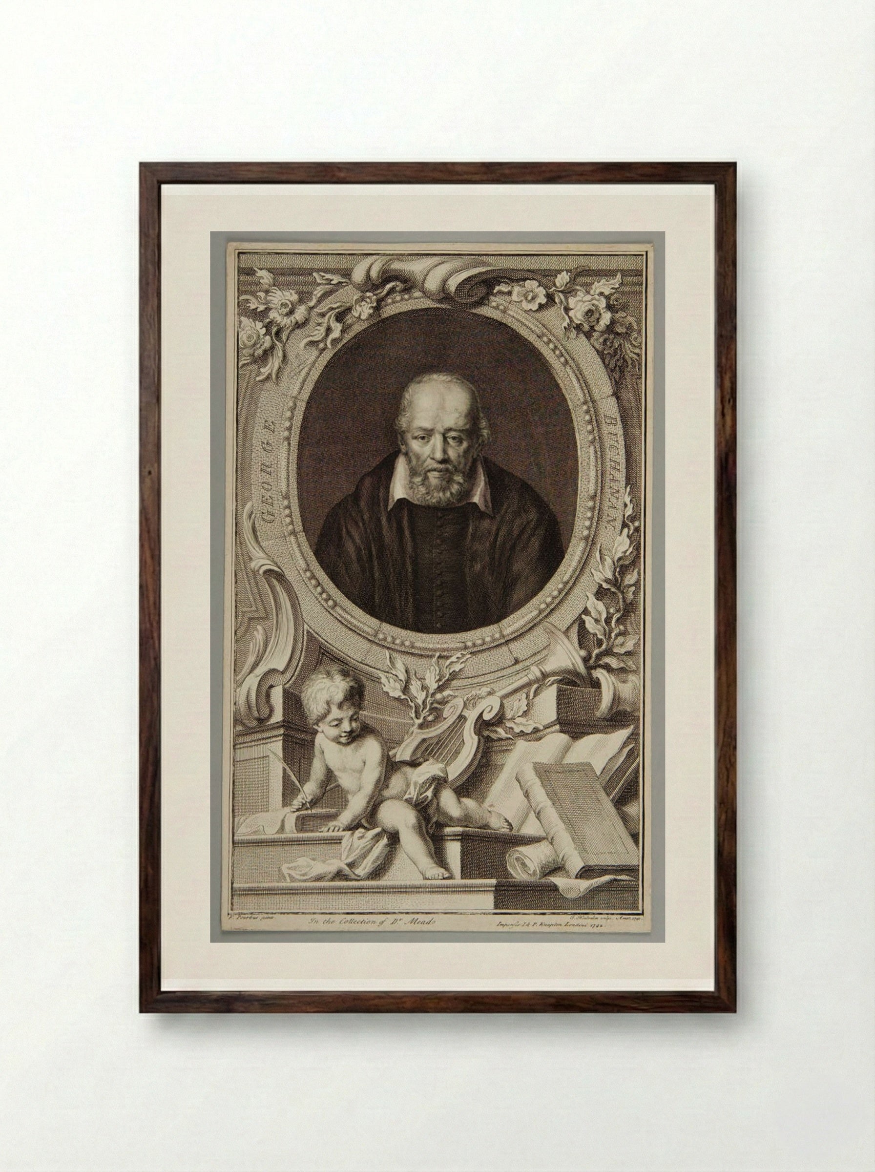 George Buchanan - Jacobus Houbraken - Framed Print Dark Wood