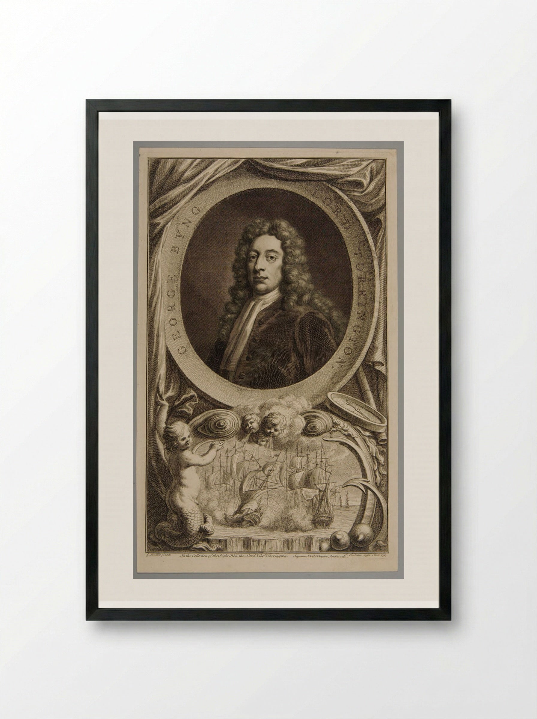 George Byng, Viscount Torrington - Jacobus Houbraken - Framed Print Black