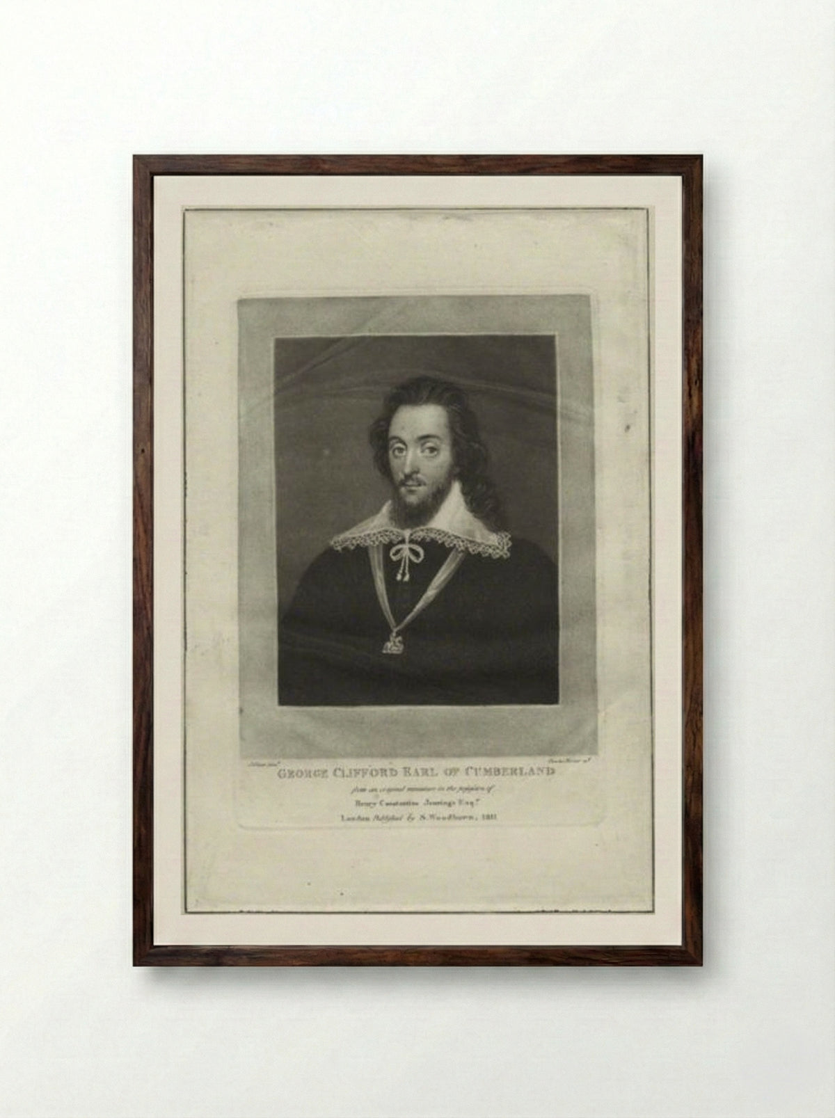 George Clifford, 3rd Earl of Cumberland - Charles Turner - Framed Print Dark Wood
