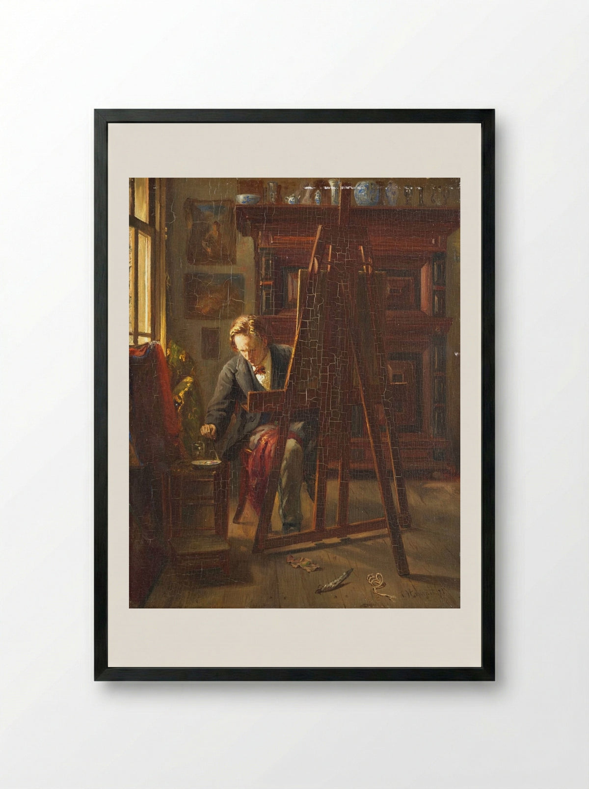 George Jan Hendrik Poggenbeek in his Studio - Theo Hanrath - Framed Print Black