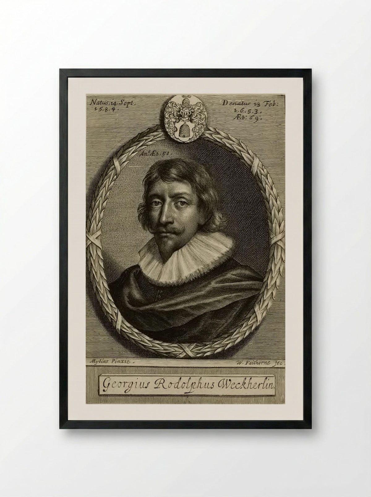 George Rudolph Weckherlin - William Faithorne the Elder - Framed Print Black