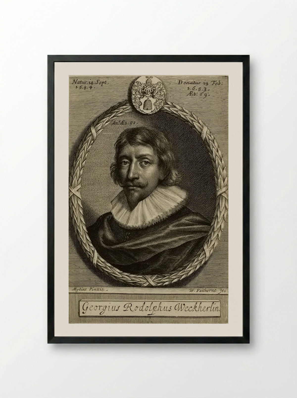 George Rudolph Weckherlin - William Faithorne the Elder - Framed Print Black