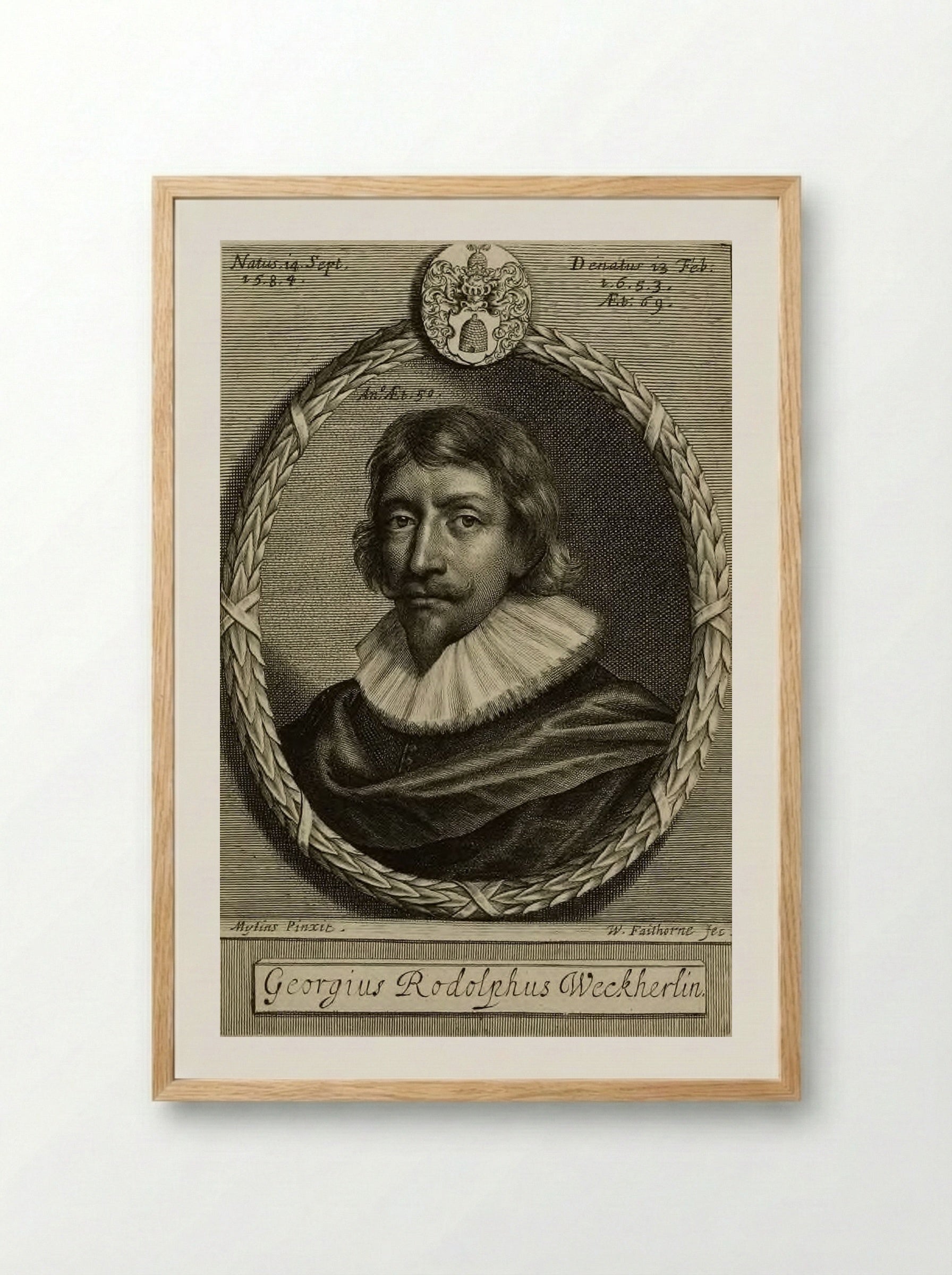 George Rudolph Weckherlin - William Faithorne the Elder - Framed Print Wood