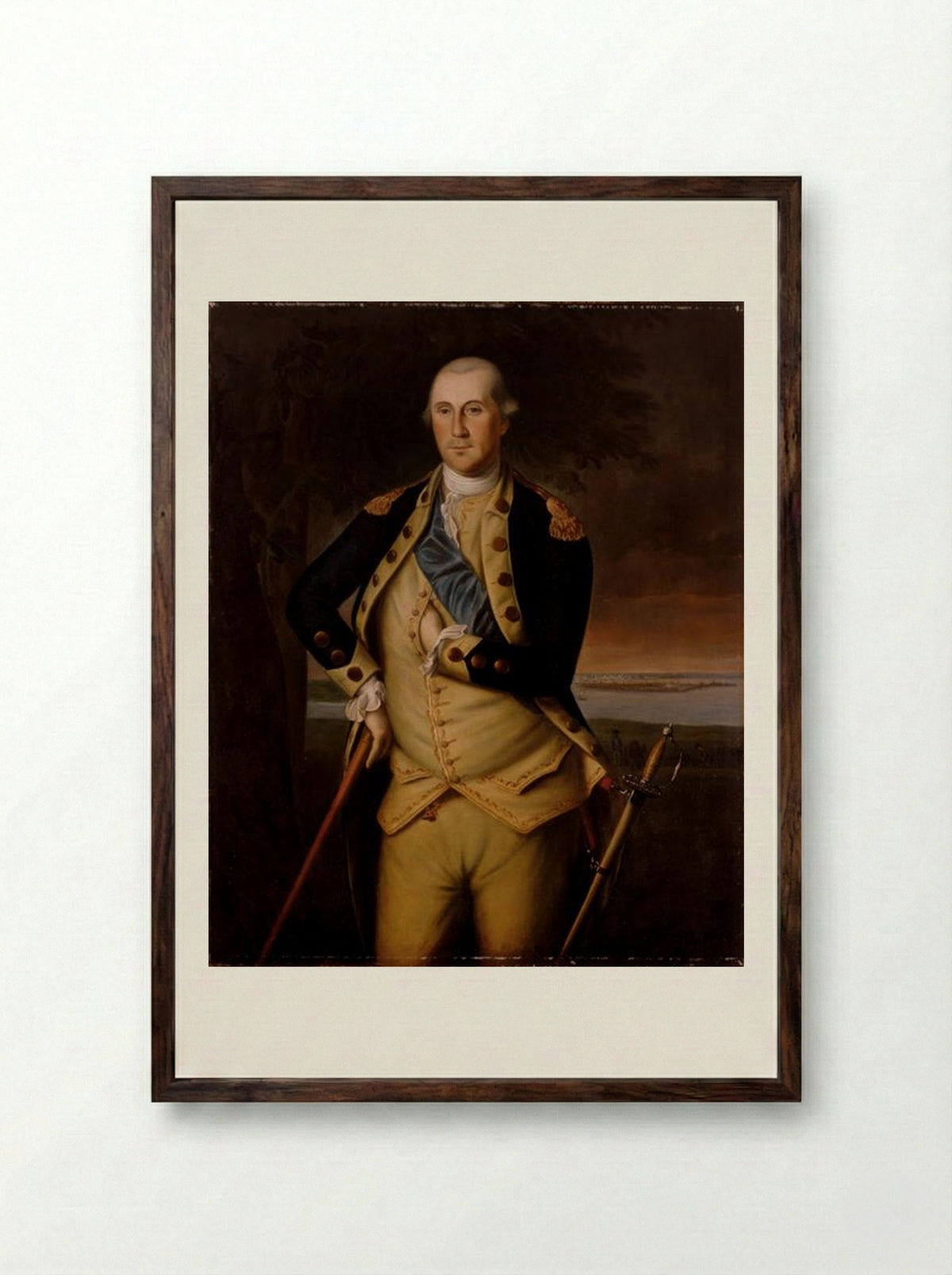 George Washington - Charles Willson Peale - Framed Print Dark Wood