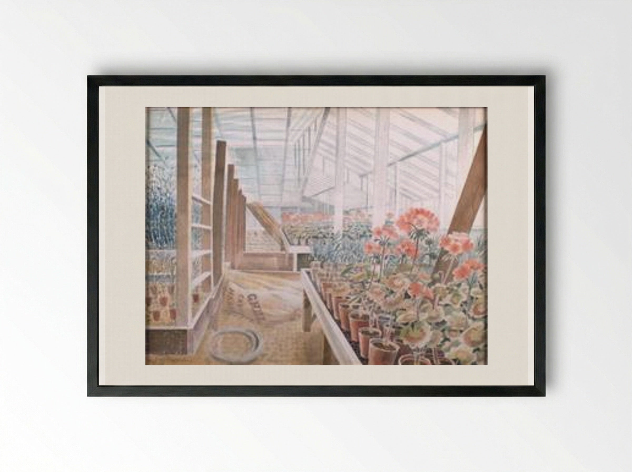 Geraniums and Carnations - Eric Ravilious - Framed Print Black
