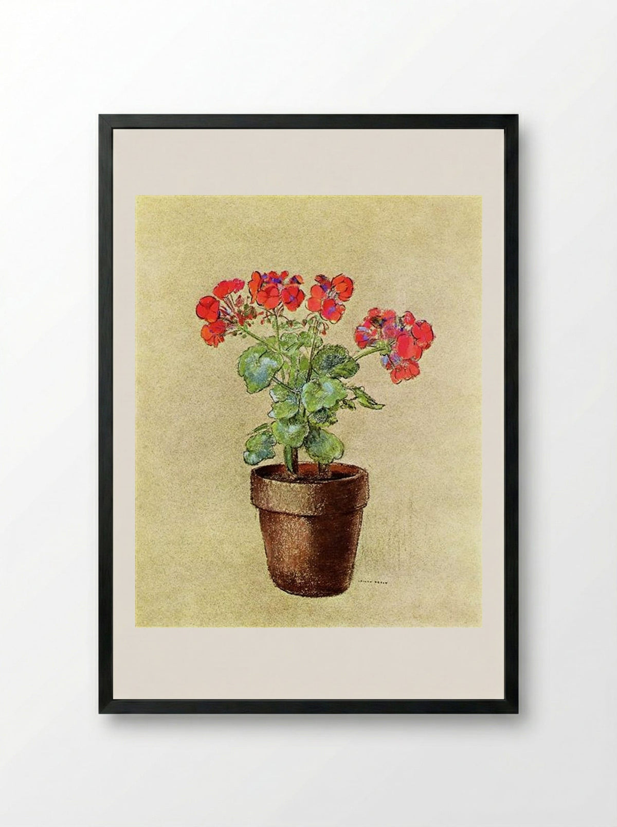 Geraniums - Odilon Redon - Framed Print Black