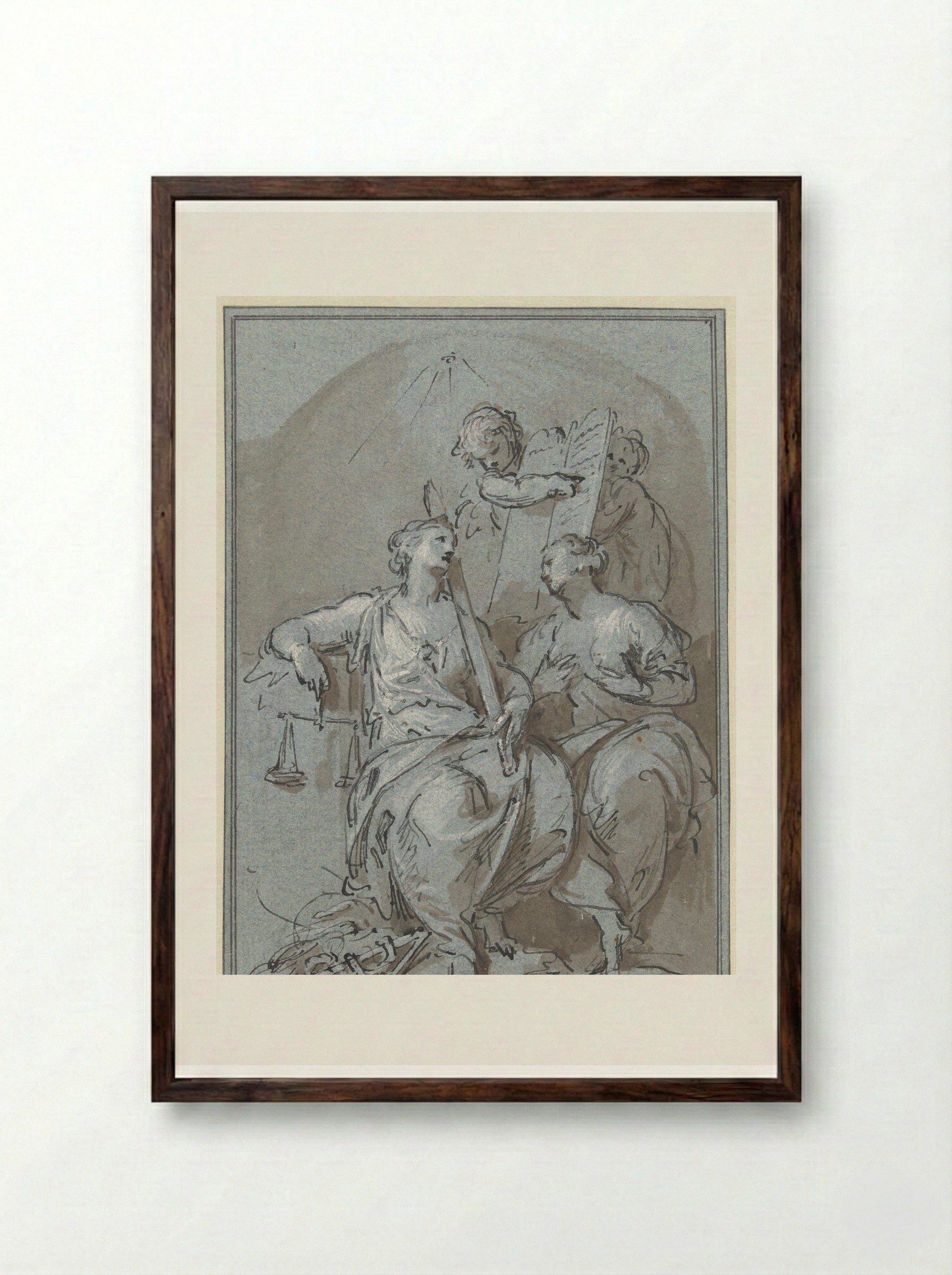 Gerechtigheid en Goedertierendheid - Jacob de Wit - Framed Print Dark Wood