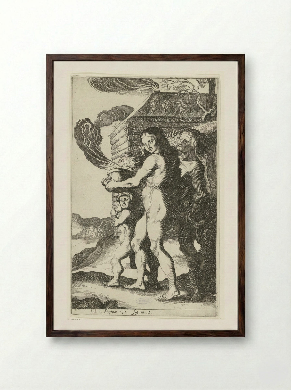 Germaans gezin (Germanic Family) - Simon Frisius - Framed Print Dark Wood