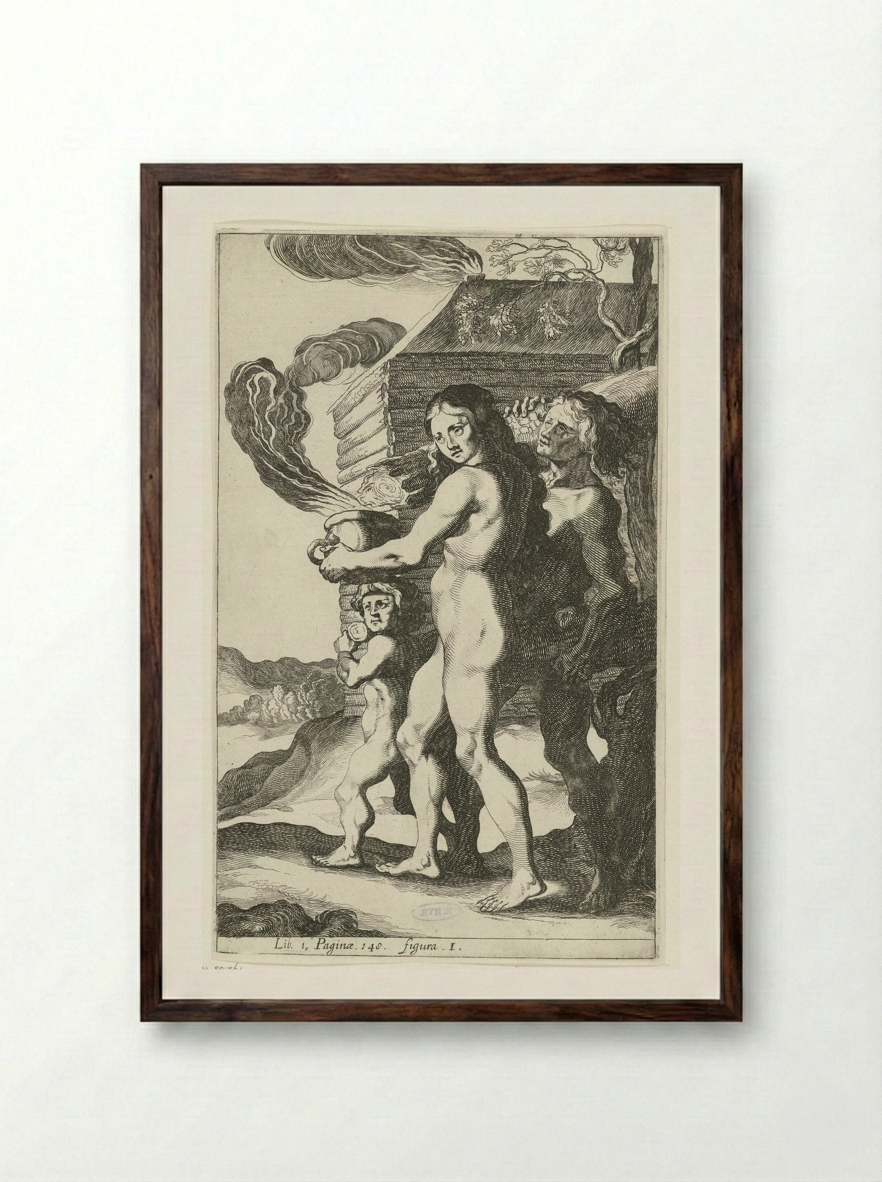 Germaans gezin (Germanic Family) - Simon Frisius - Framed Print Dark Wood