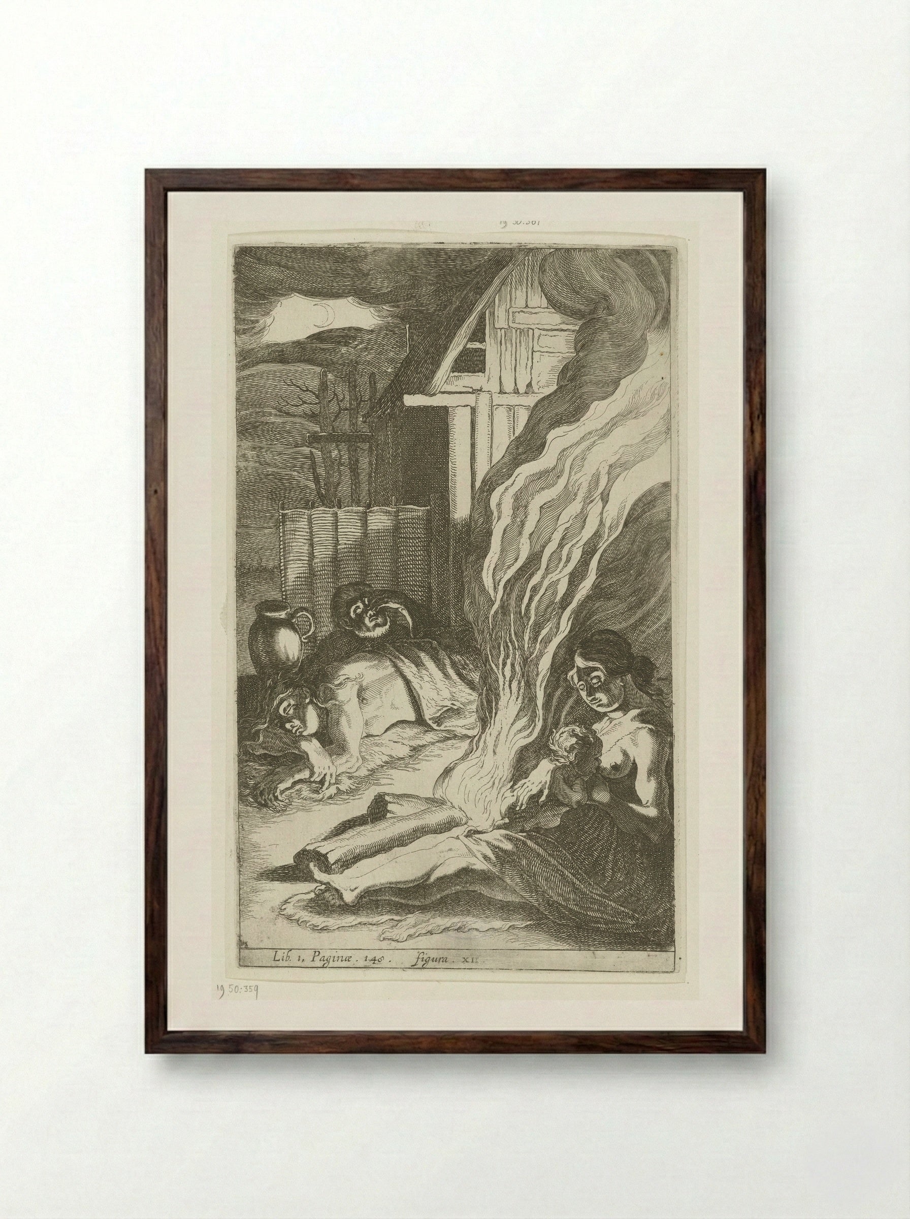 Germaans nachttafereel - Simon Frisius - Framed Print Dark Wood