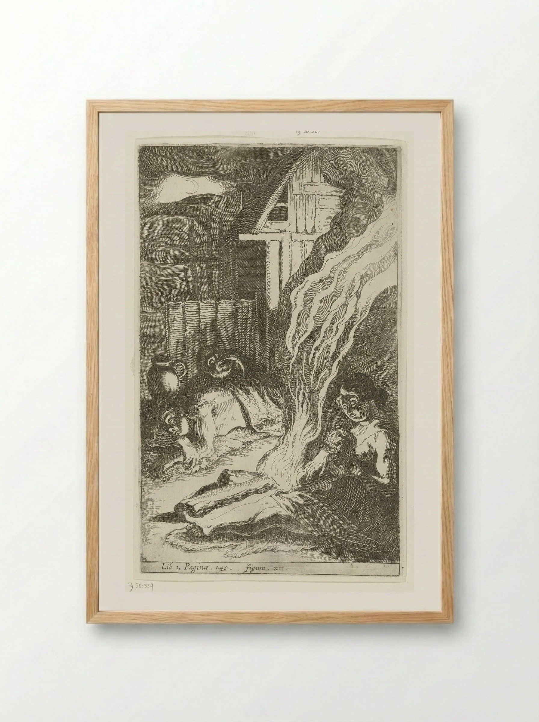 Germaans nachttafereel - Simon Frisius - Framed Print Wood