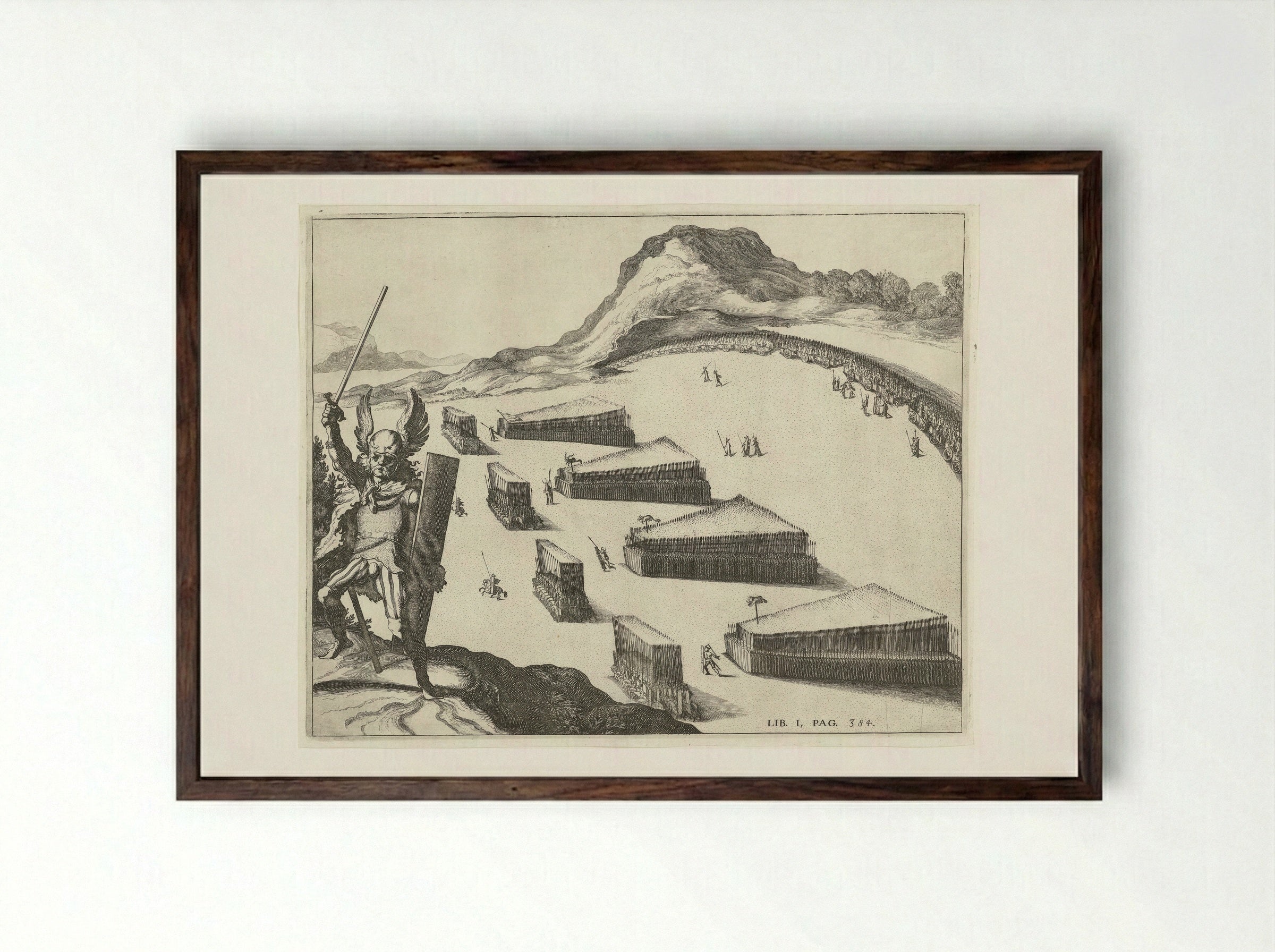Germaanse legertroepen - Simon Frisius - Framed Print Dark Wood
