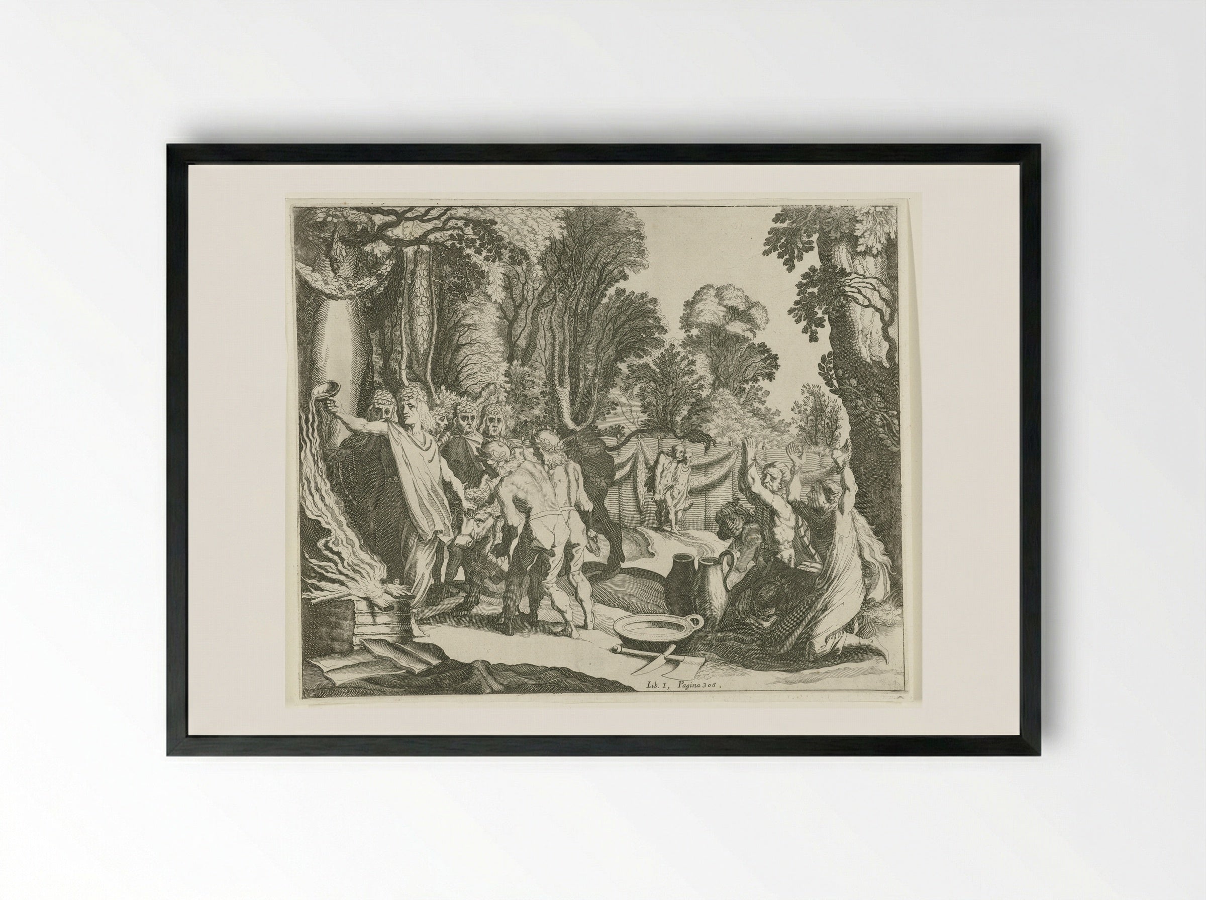 Germaanse offerscène - Simon Frisius - Framed Print Black
