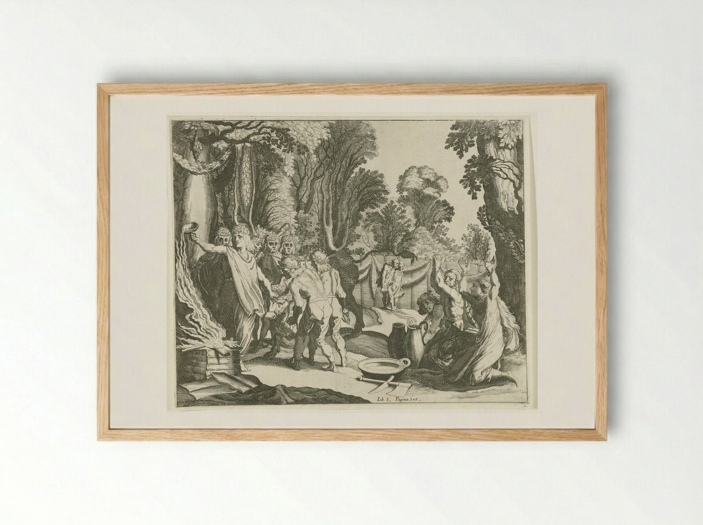 Germaanse offerscène - Simon Frisius - Framed Print Wood