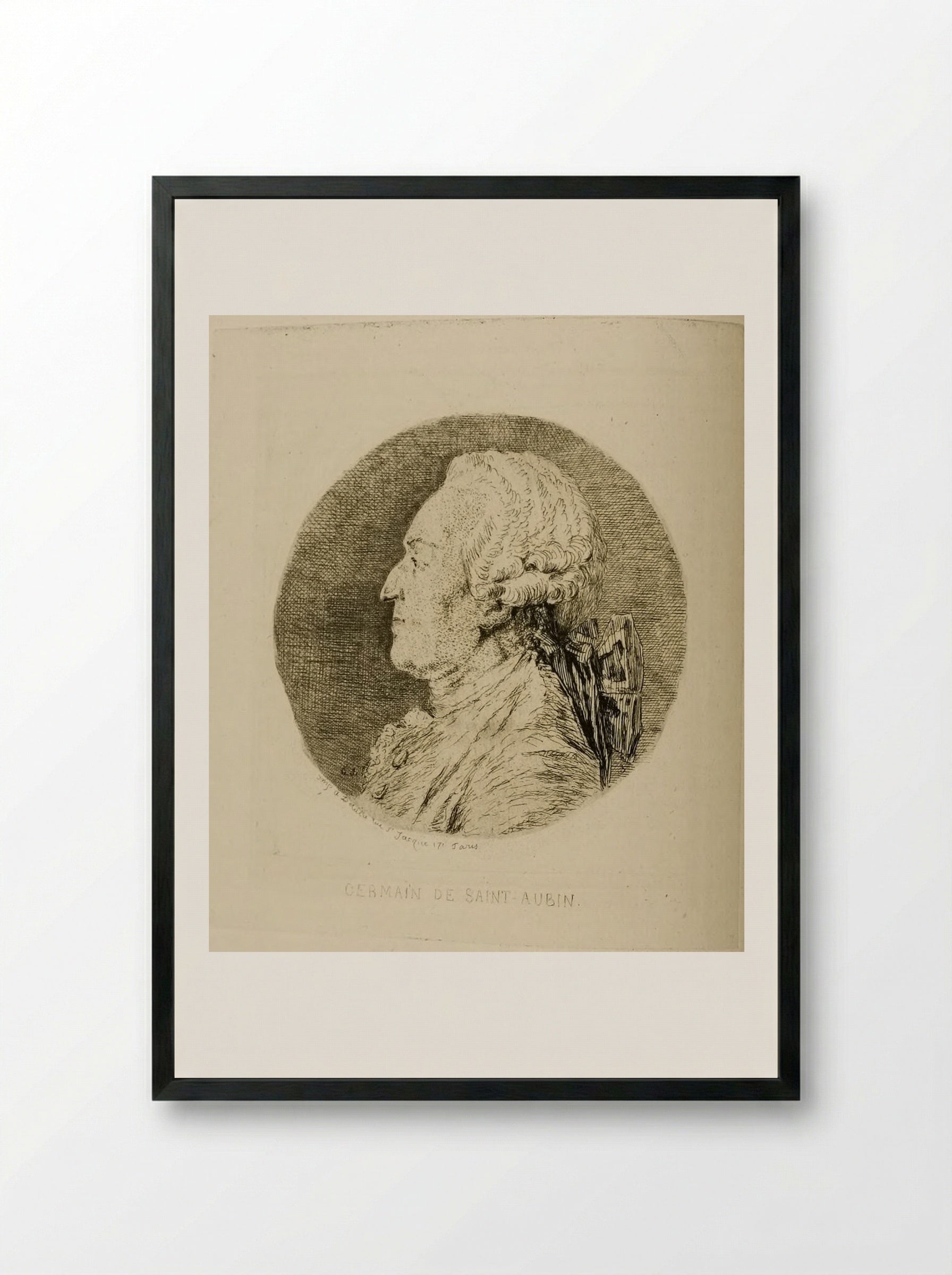 Germain de Saint-Aubin - Jules de Goncourt - Framed Print Black